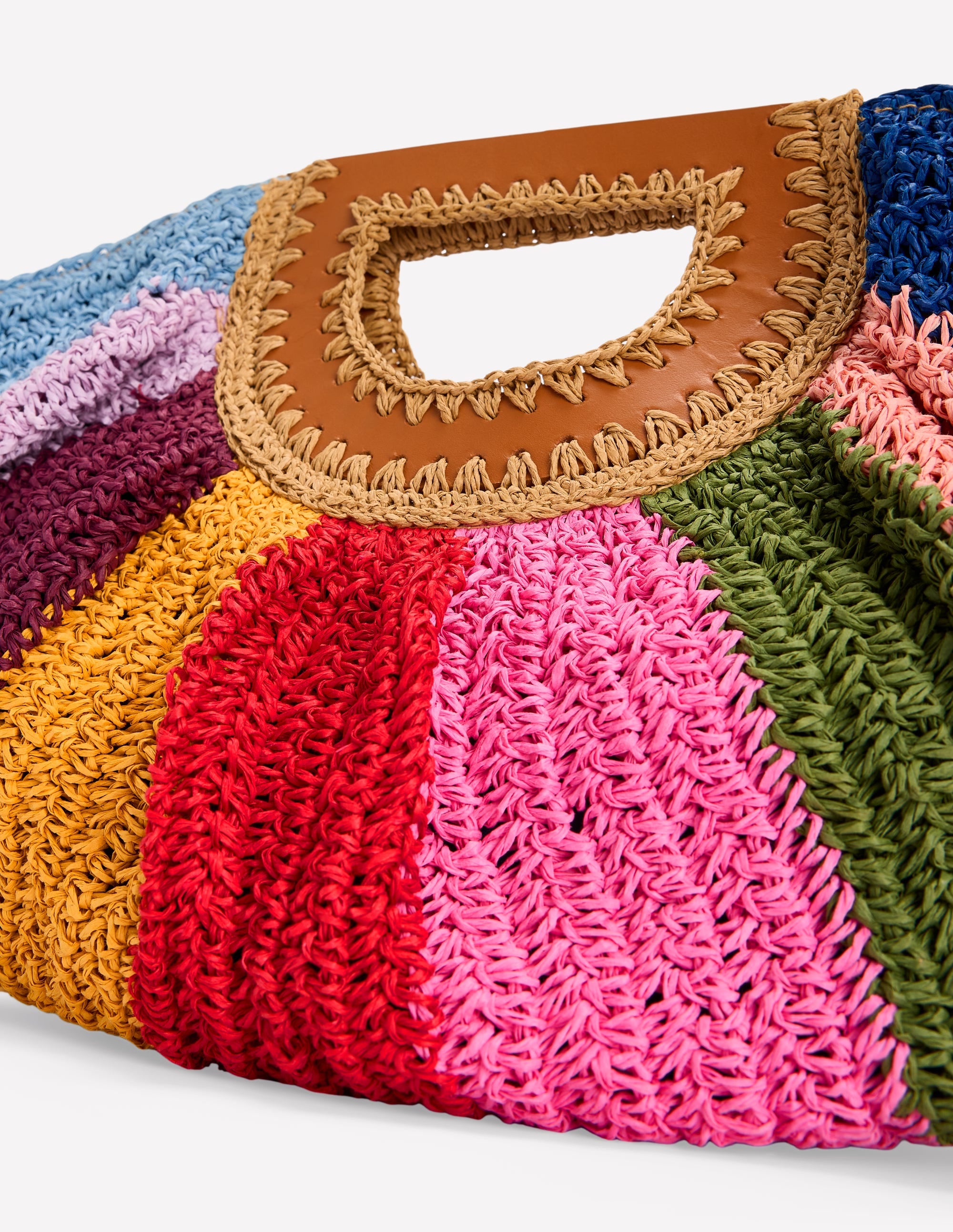 Raffia Moon Clutch-Multi Stripe - Image 4