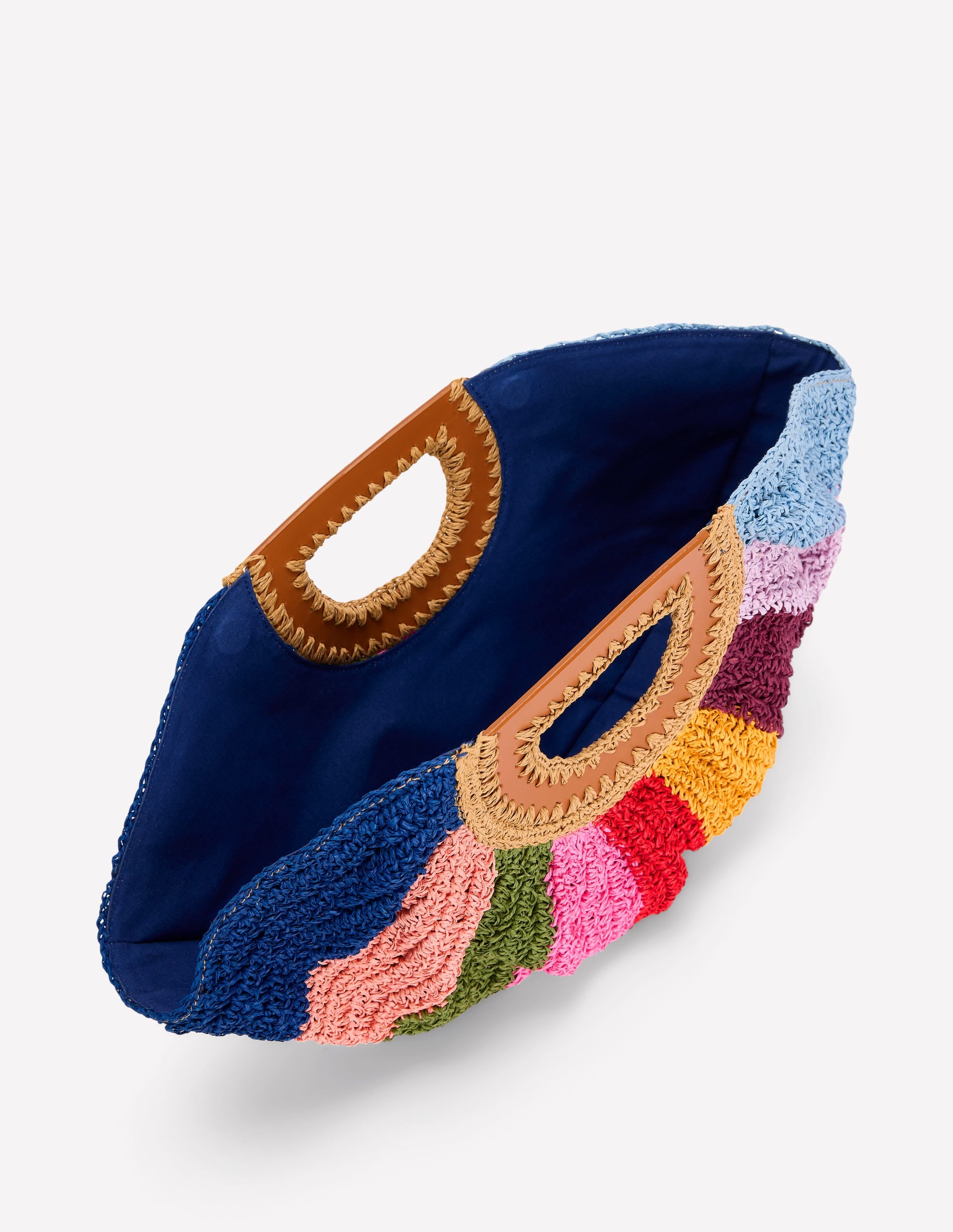 Raffia Moon Clutch-Multi Stripe - Image 5