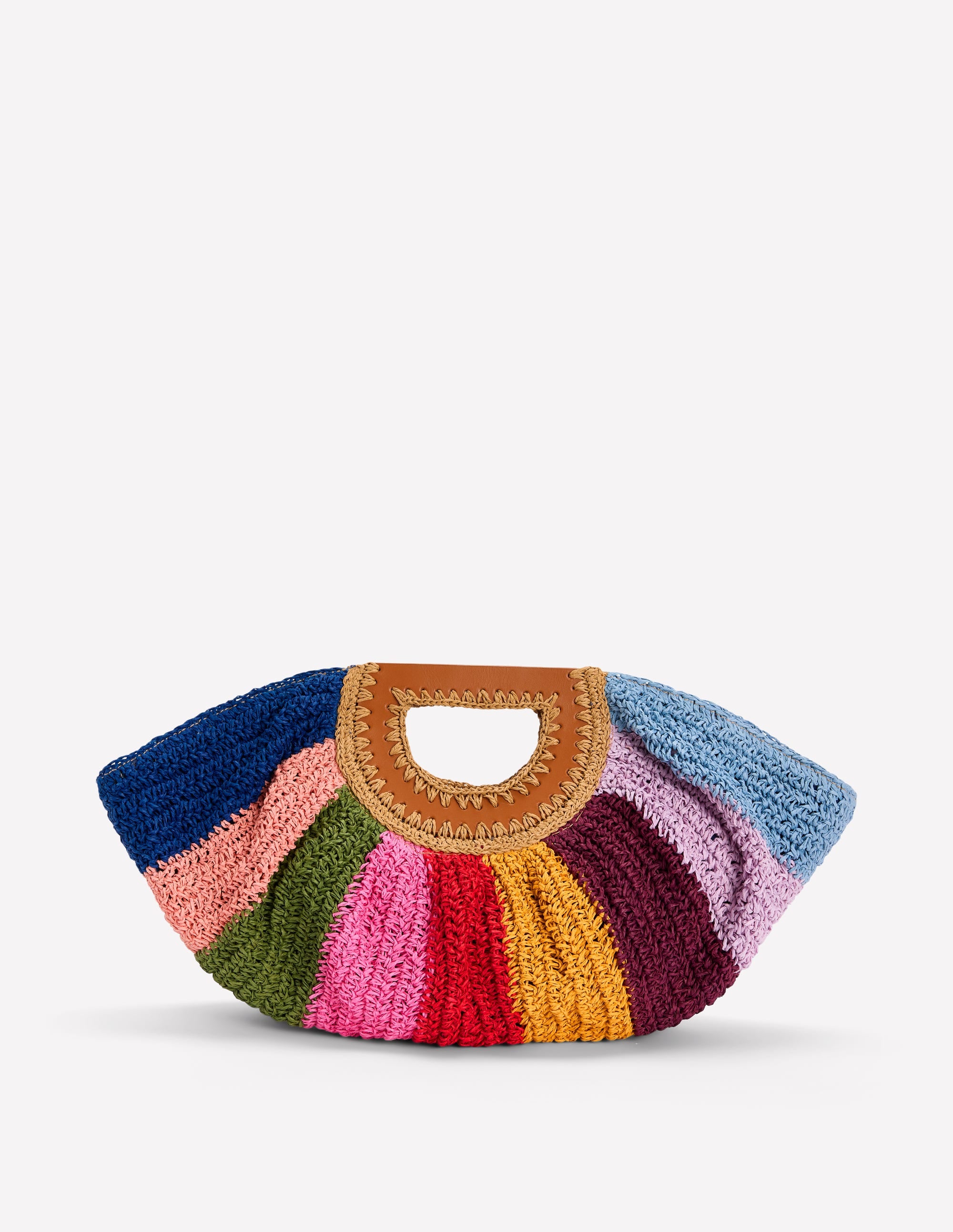Raffia Moon Clutch-Multi Stripe - Image 1