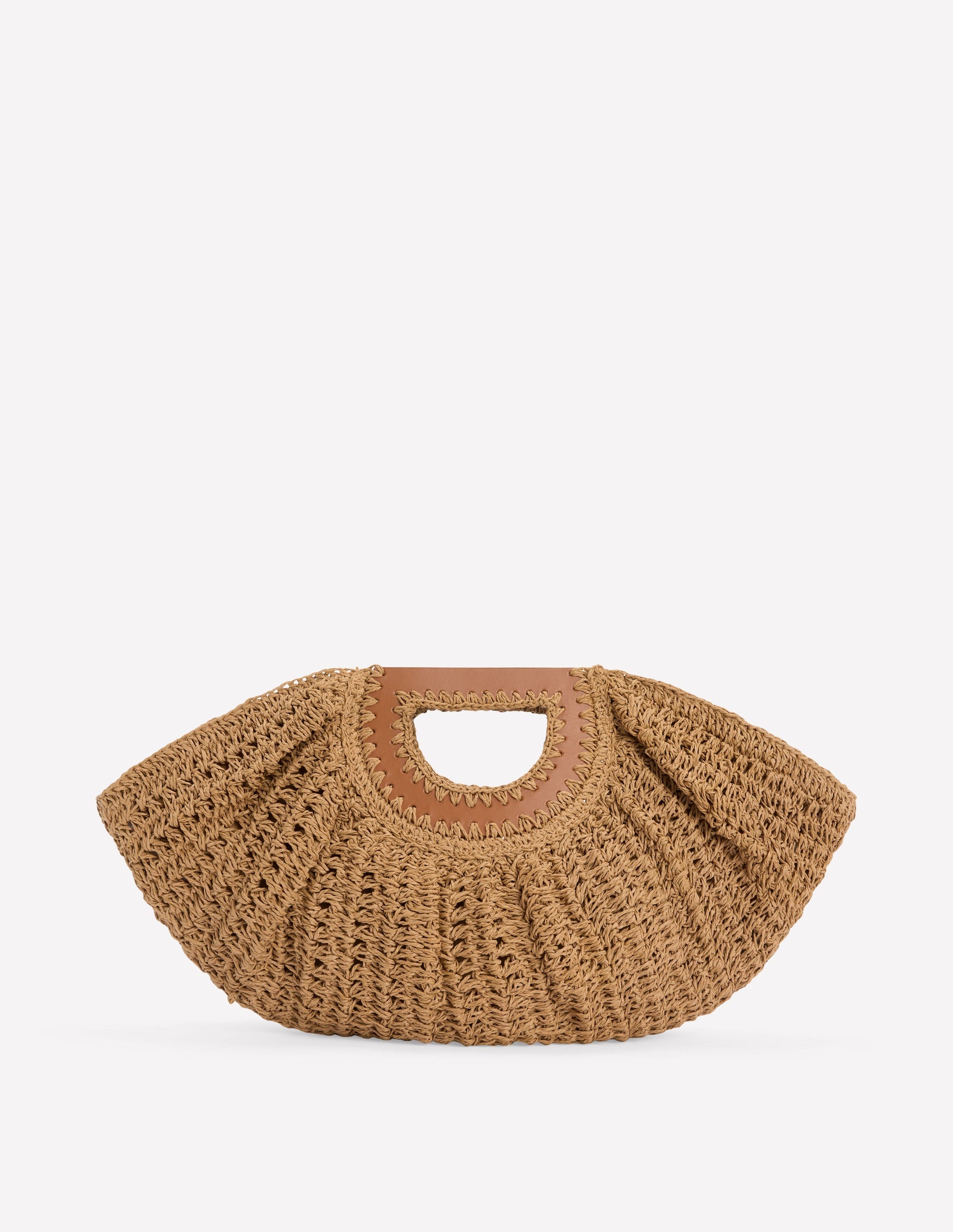 Raffia Moon Clutch-Natural Raffia-1