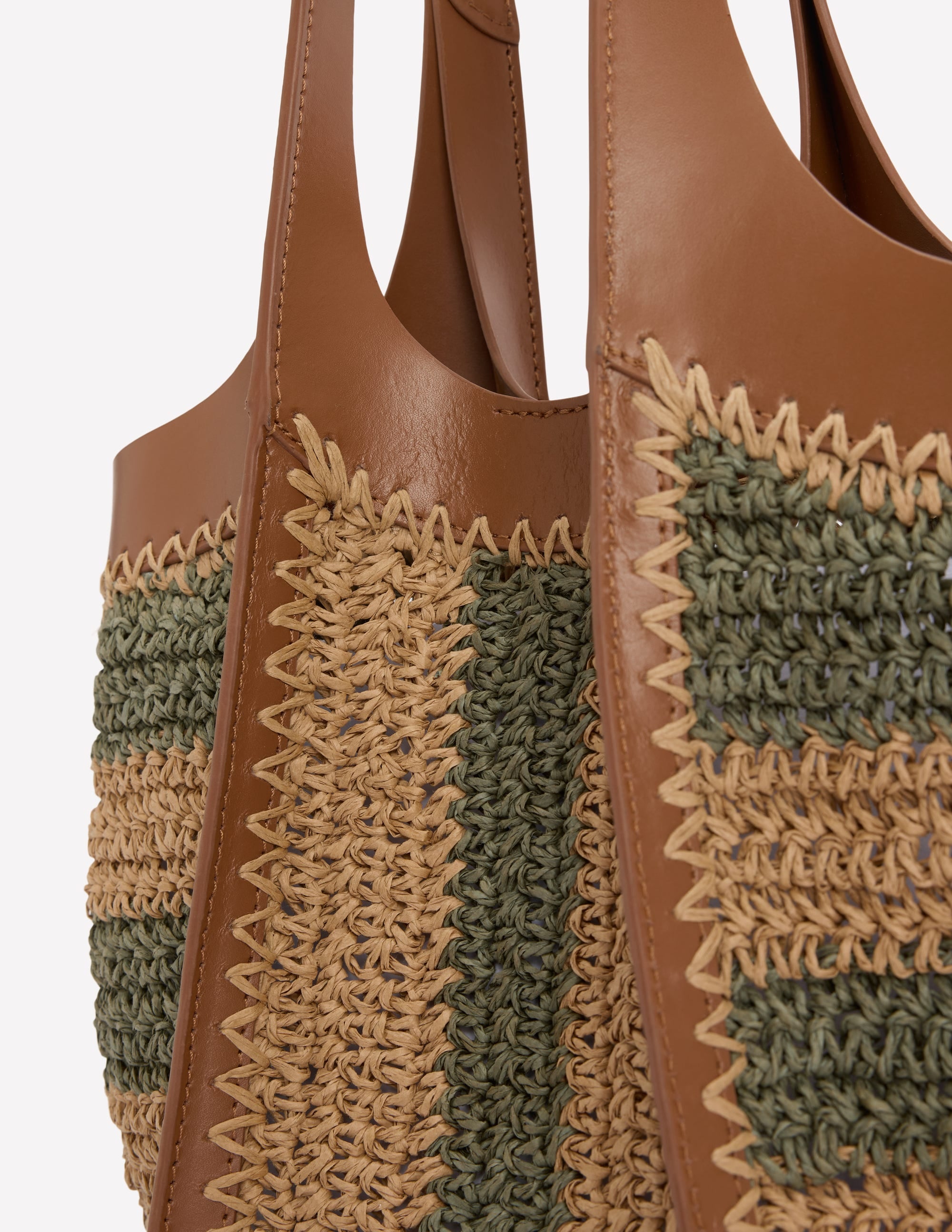 Mini Straw Tote-Khaki/Natural Stripe - Image 3