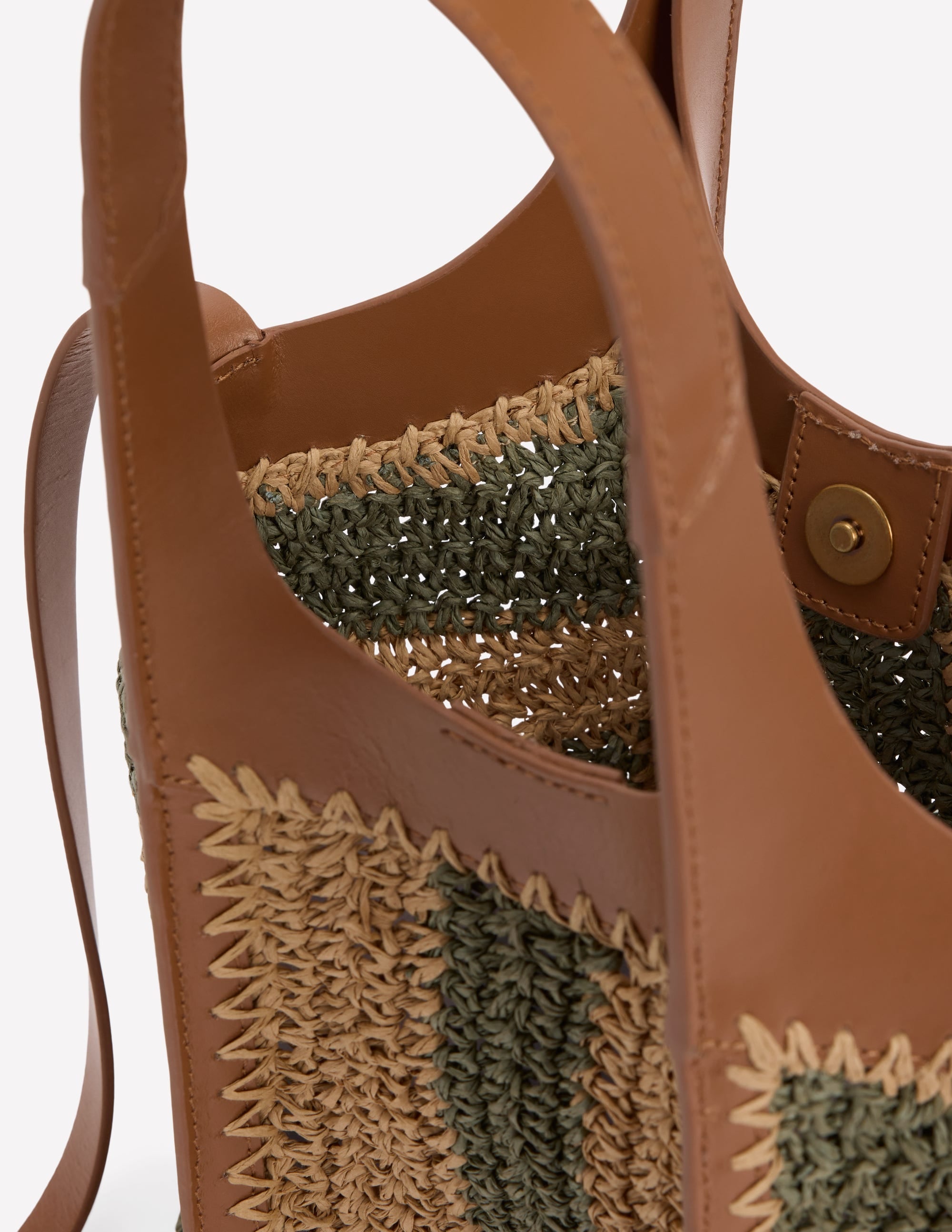Mini Straw Tote-Khaki/Natural Stripe - Image 4