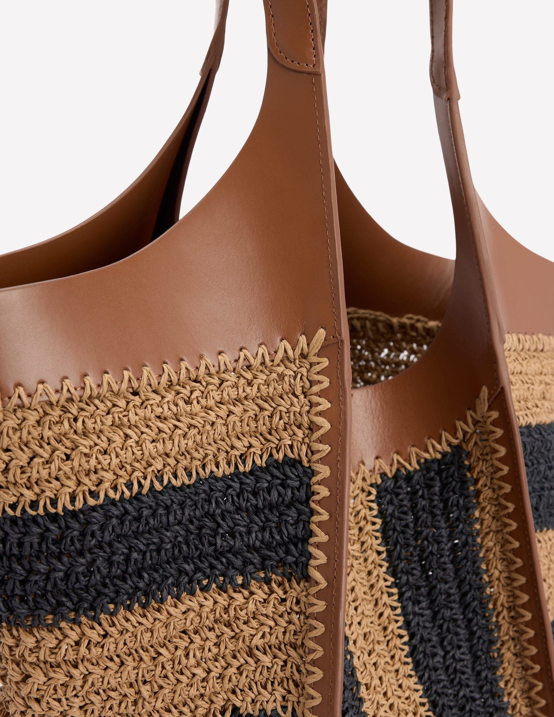 Straw Tote-Navy/Natural Stripe-5