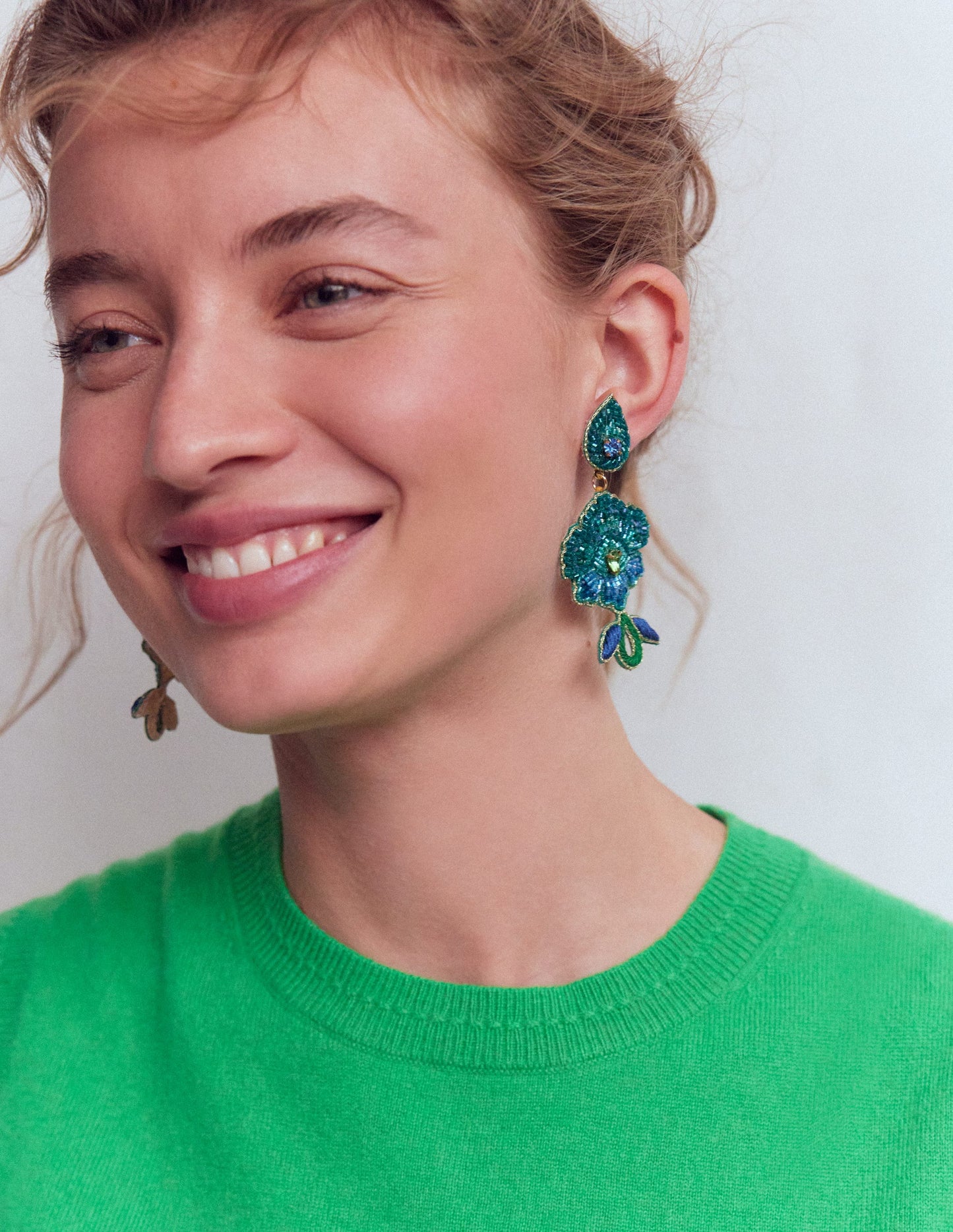 Flower Occassion Earring-Blue