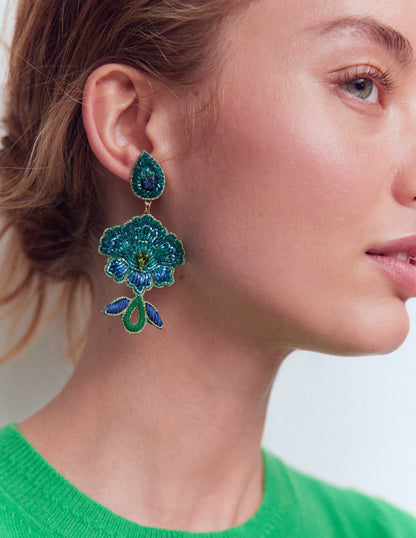 Flower Occassion Earring-Blue-3