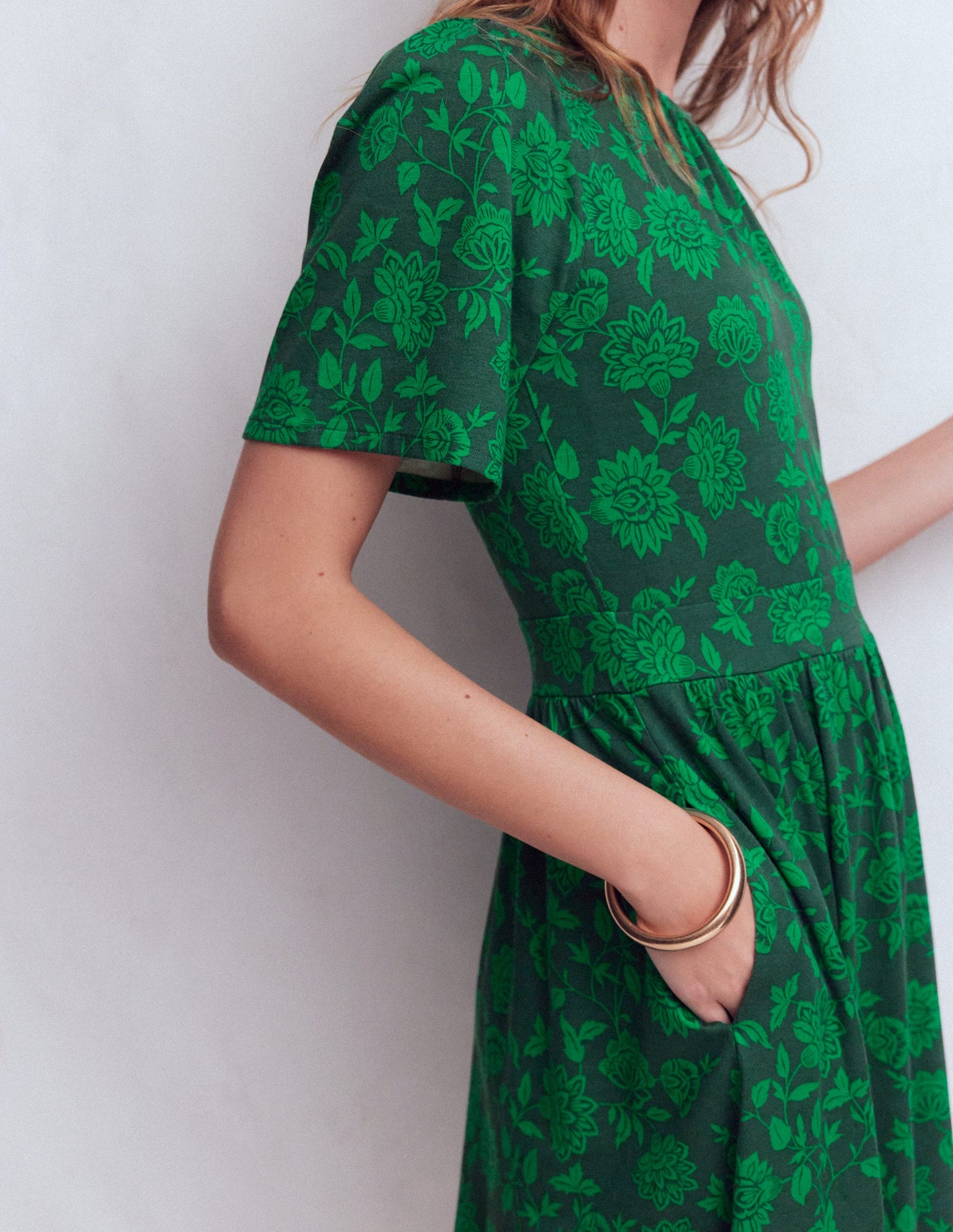 Louisa Short Jersey Dress-Midnight Teal, Floral Frenzy