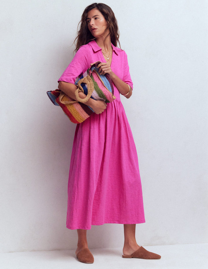 Aria Collared Jersey Dress-Passion Flower