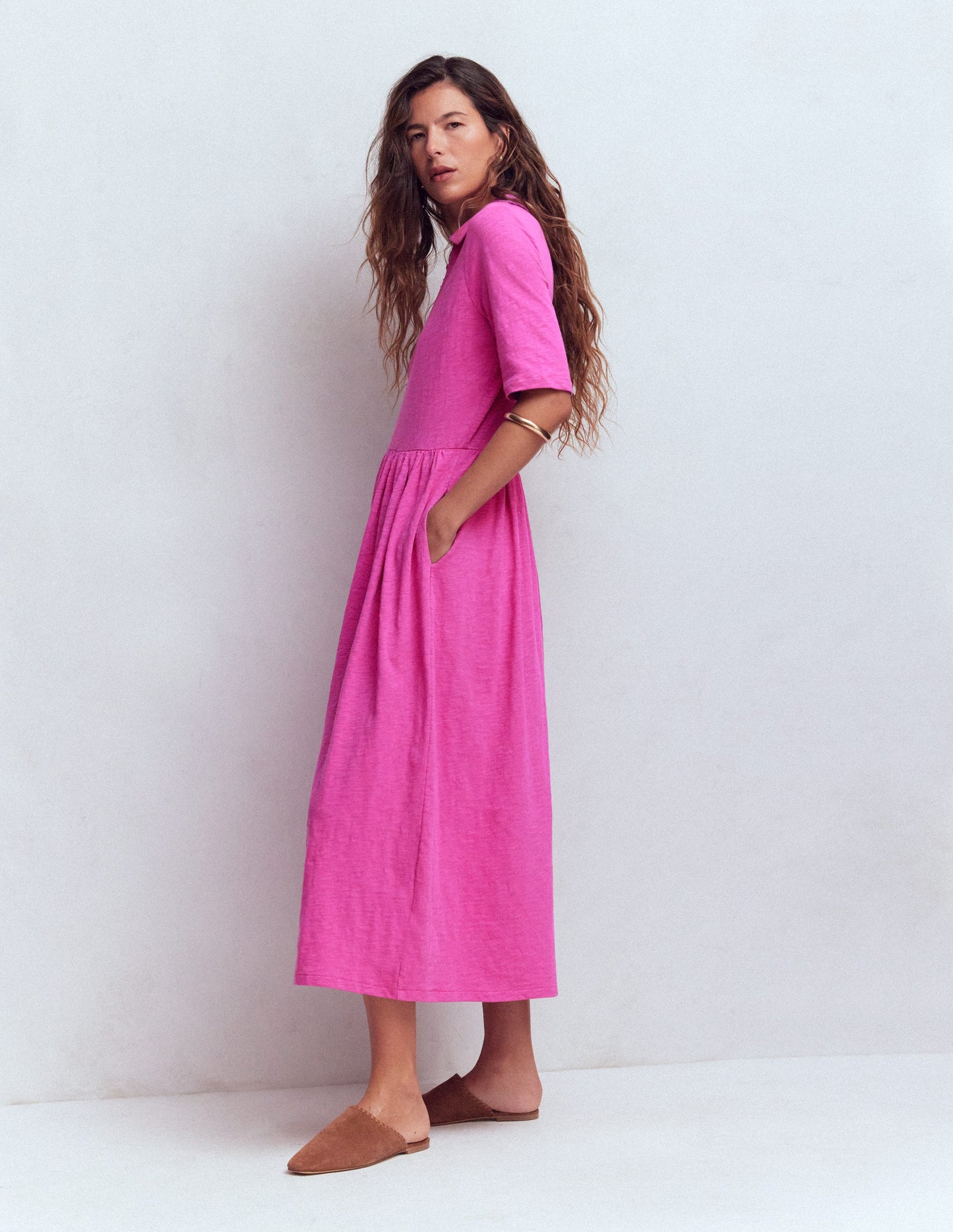 Aria Collared Jersey Dress-Passion Flower