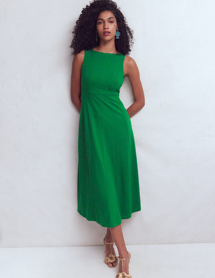 Sleeveless Ponte Midi Dress-Fresh Green