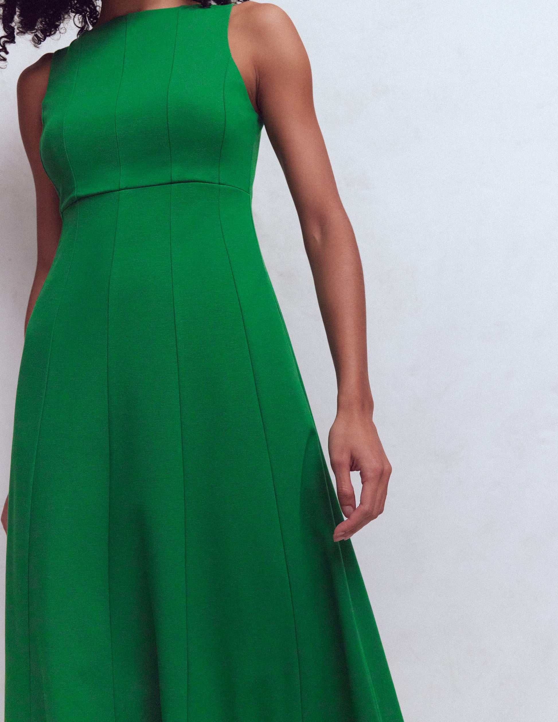 Sleeveless Ponte Midi Dress-Fresh Green-2