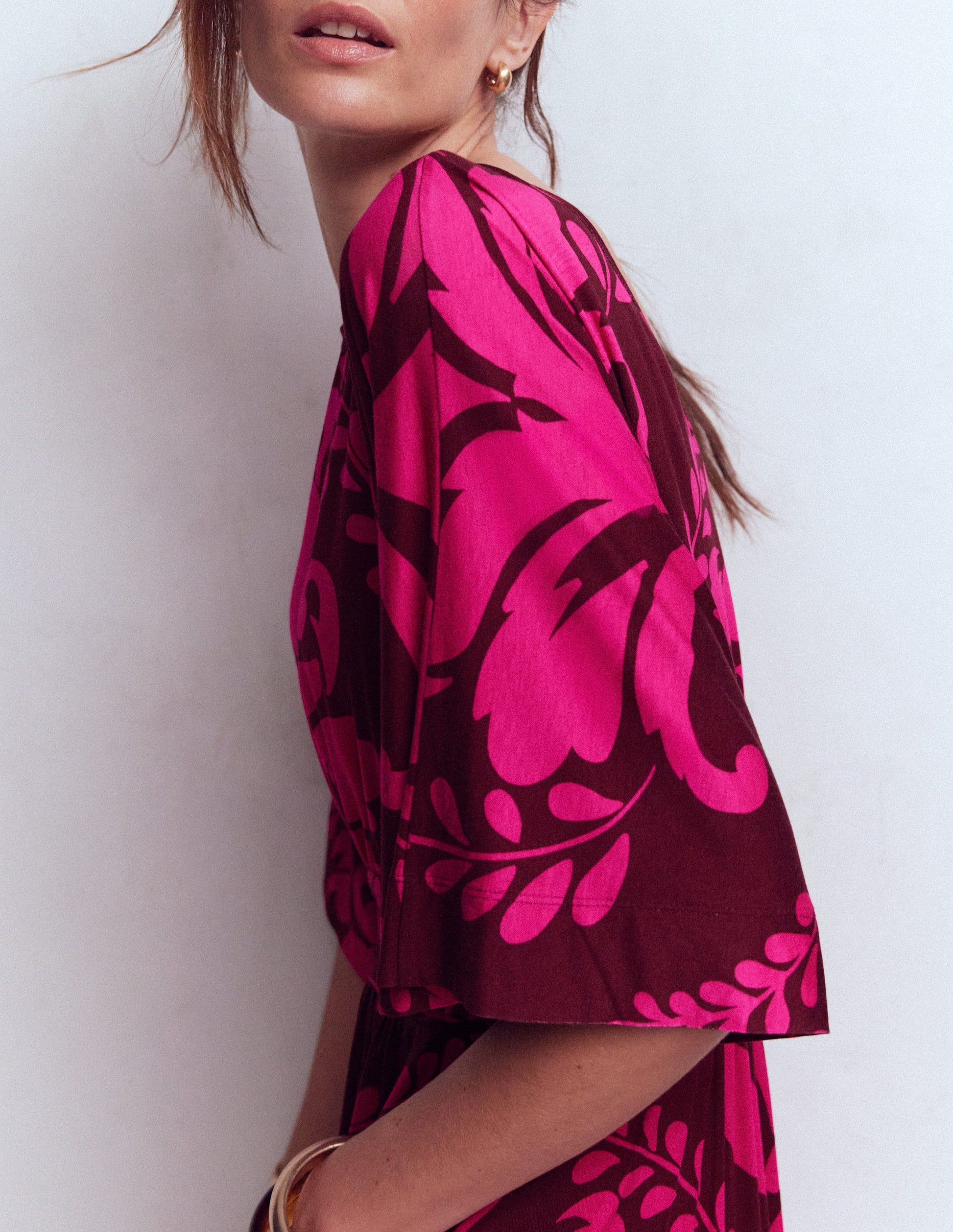 Imelda Kimono Jersey Dress-Pink Peony, Decorative Lattice-4