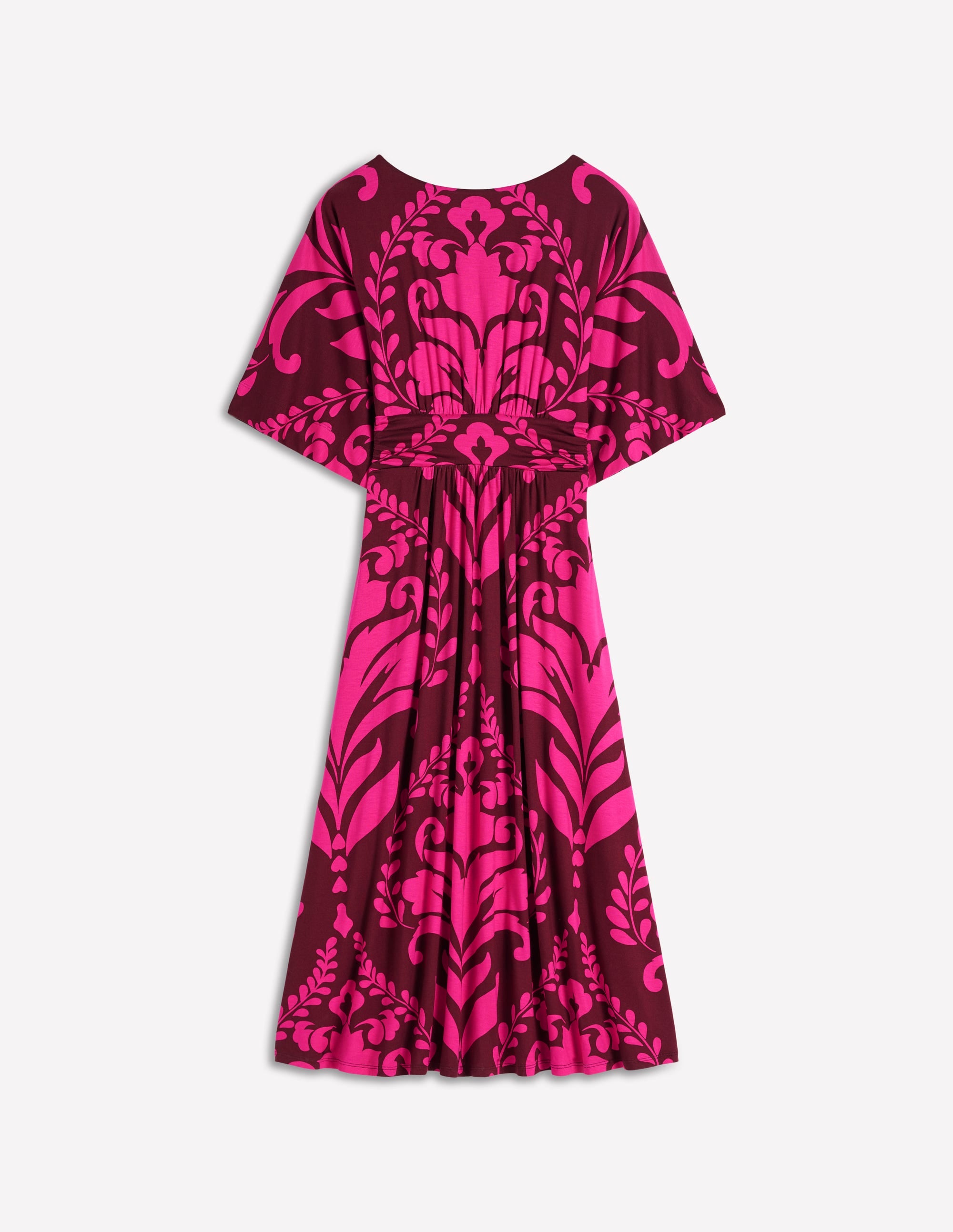 Imelda Kimono Jersey Dress-Pink Peony, Decorative Lattice - Image 7