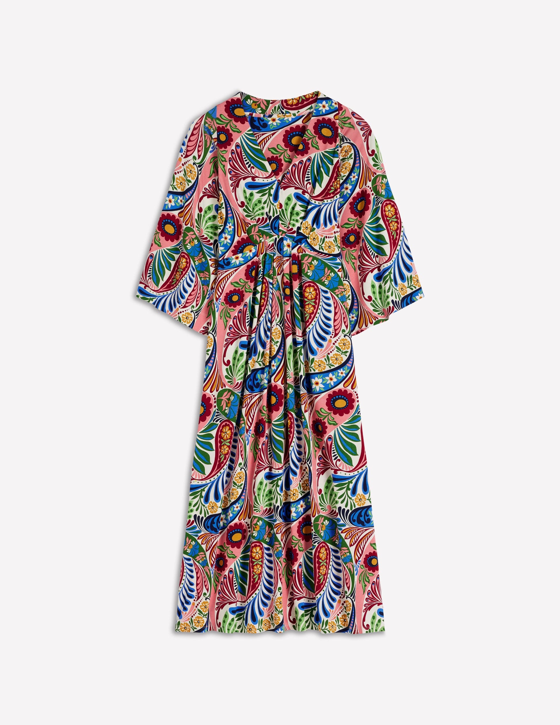 Nell Kimono Midi Jersey Dress-Multi, Enchanted Paisley-7