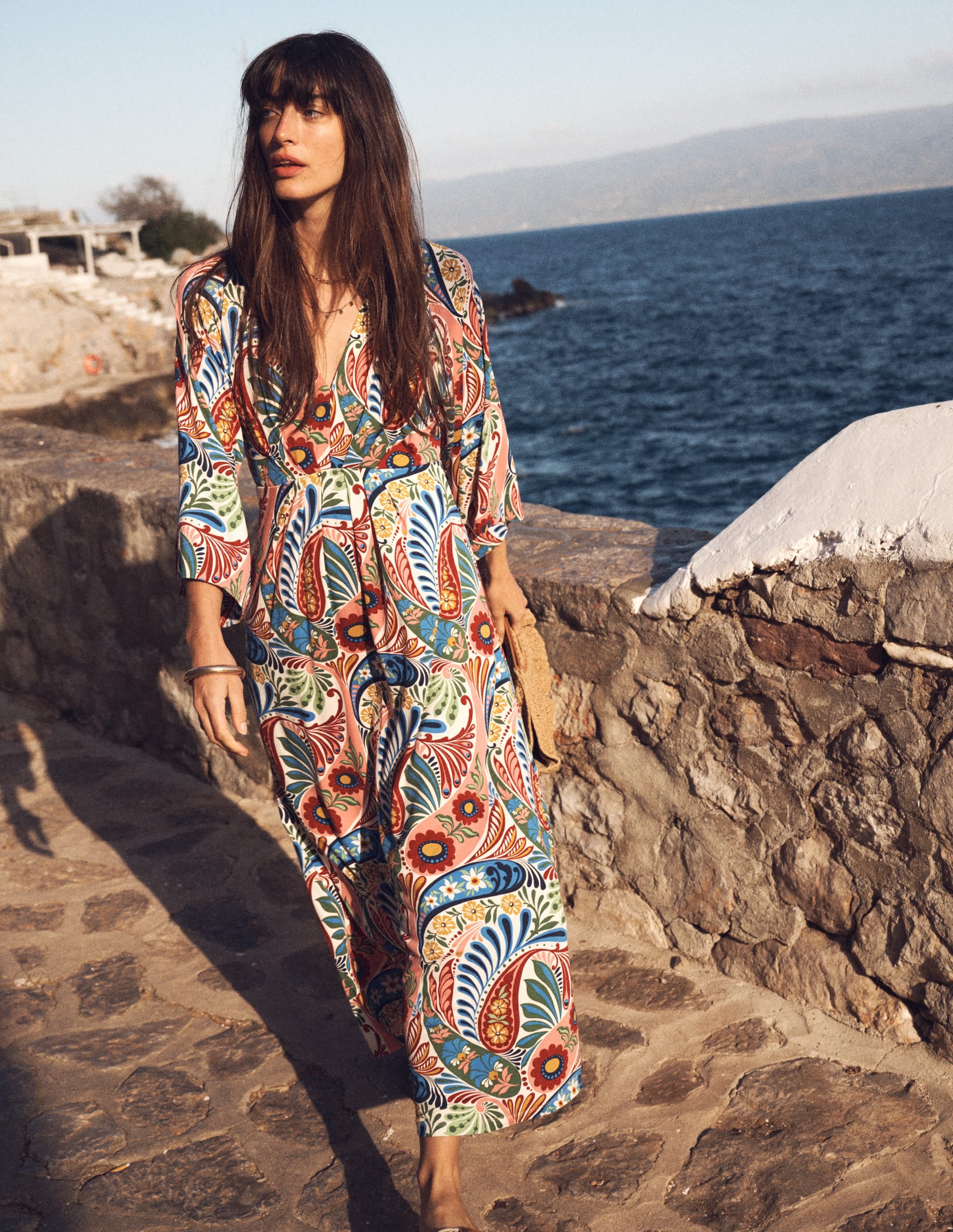 Nell Kimono Midi Jersey Dress-Multi, Enchanted Paisley - Image 6