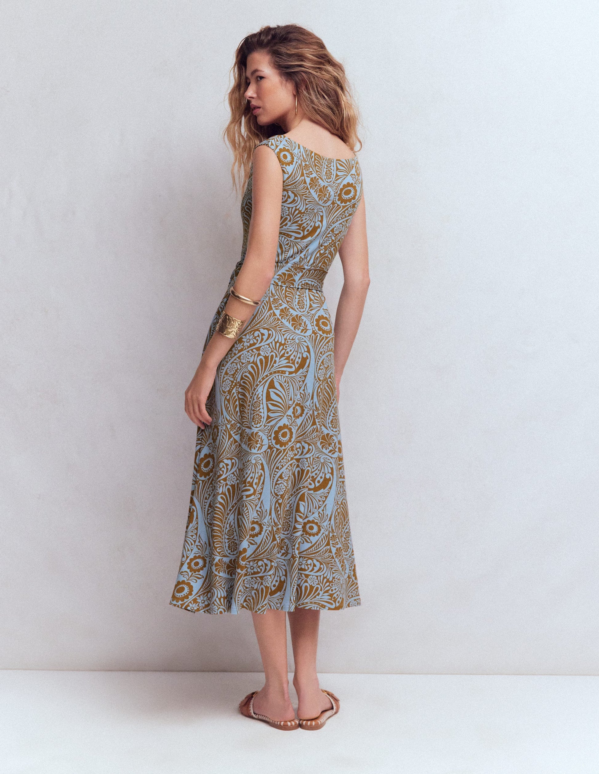 Tamsin Jersey Midi Dress-Blue, Enchanted Paisley-3