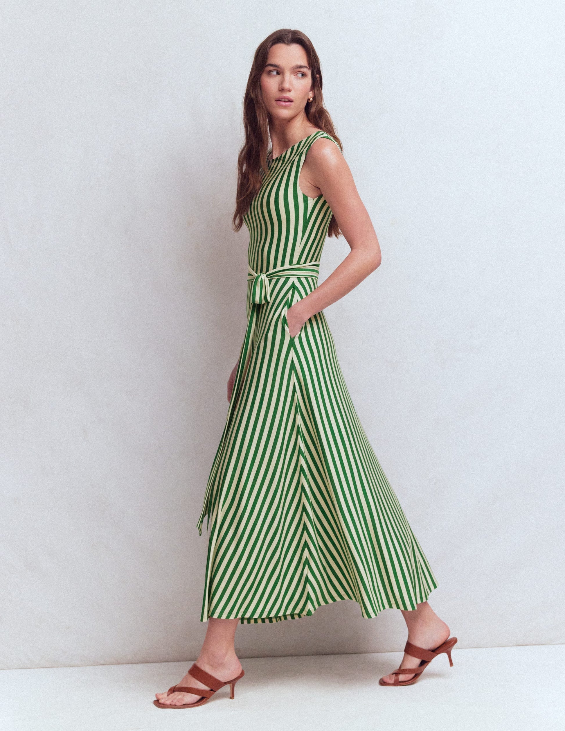 Tamsin Jersey Midi Dress-Fresh Green and Ivory Stripe-1