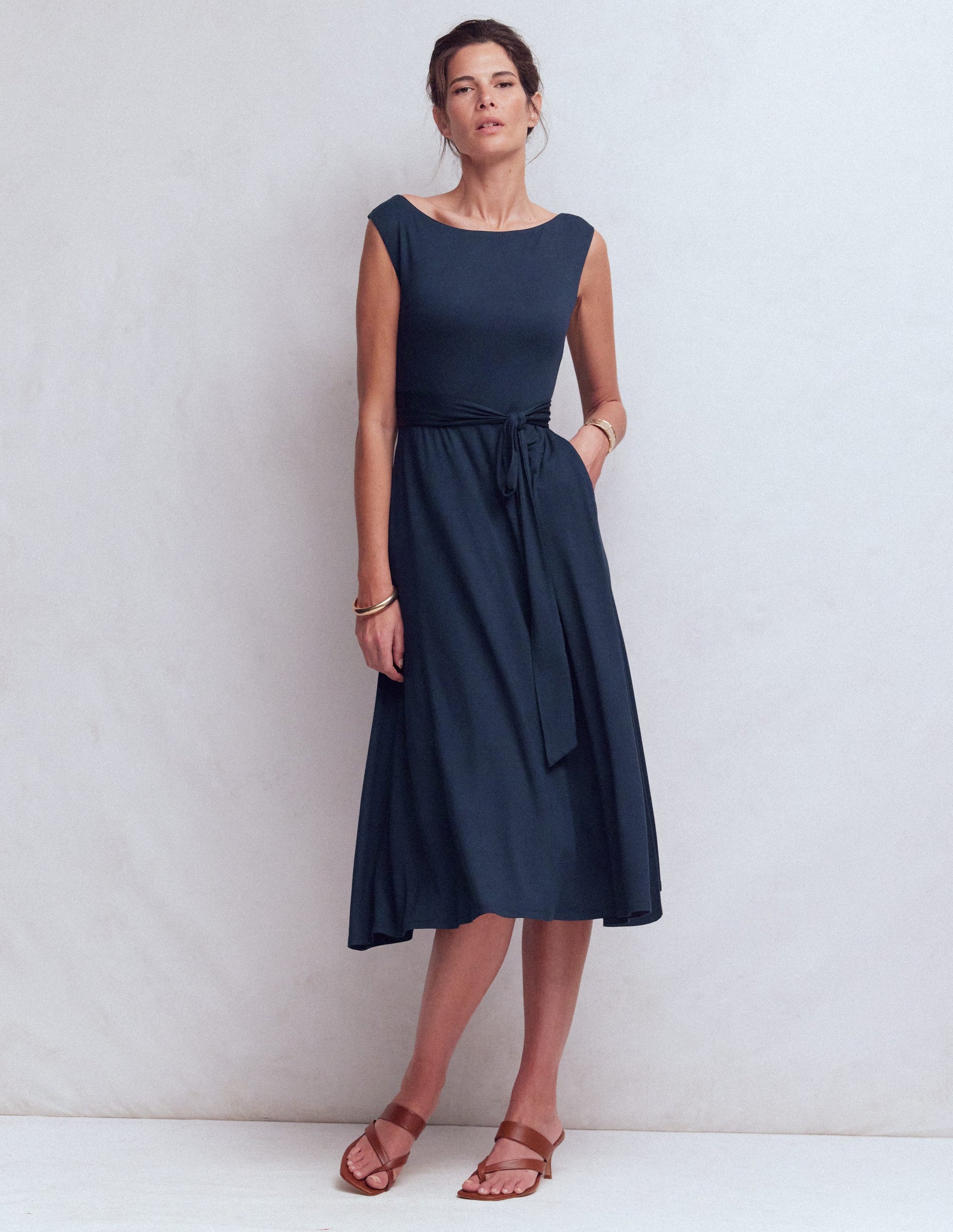 Tamsin Jersey Midi Dress-Navy-4