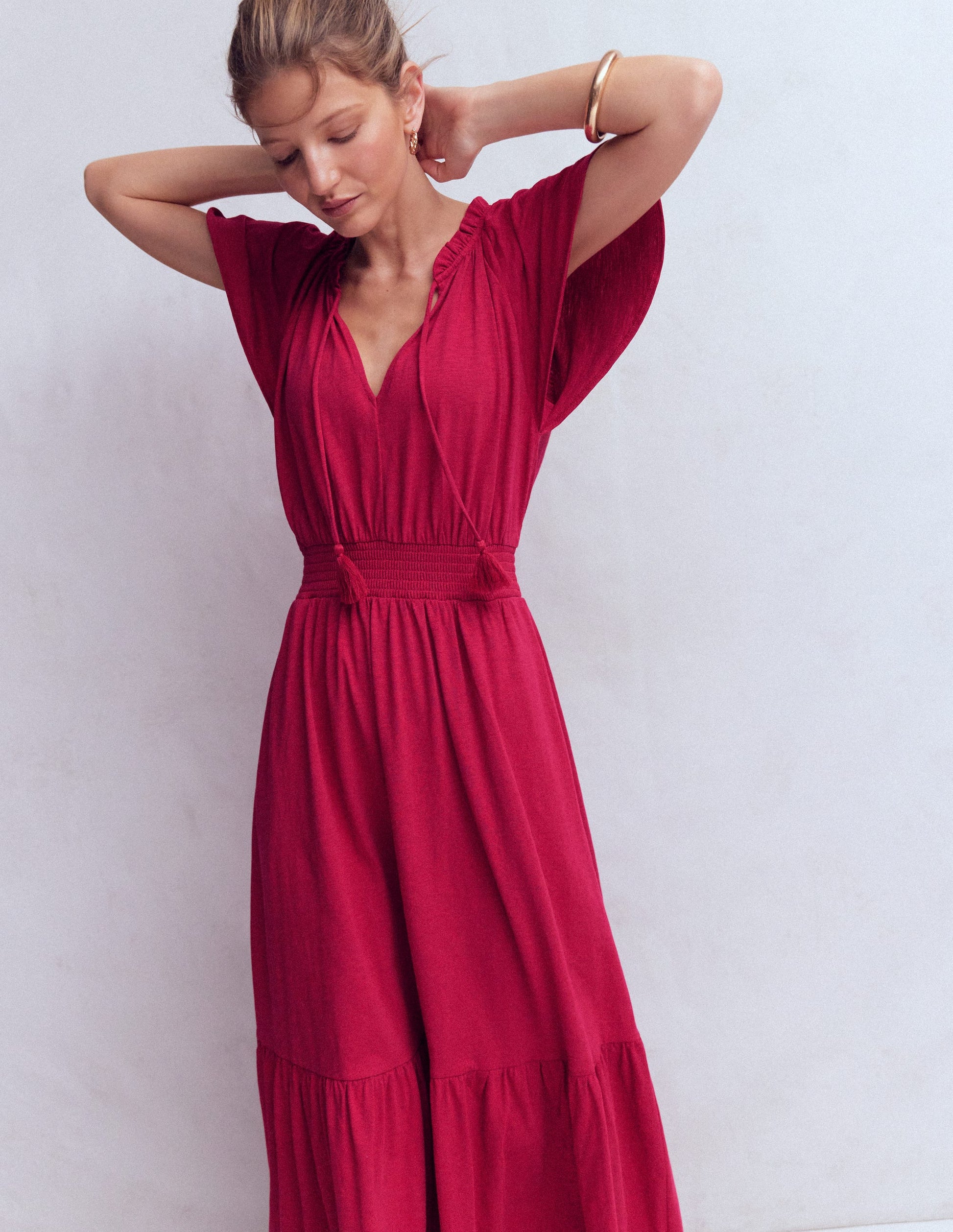 Tala Tiered Jersey Maxi Dress-Pomegranate-2
