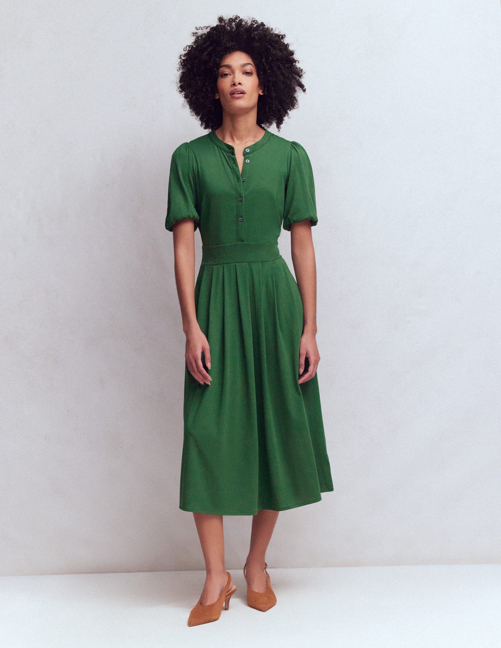 Amber Pleat Jersey Midi Dress-Hunter Green | Boden UK Amber Pleat Jersey Midi Dress-Hunter Green | Boden UK