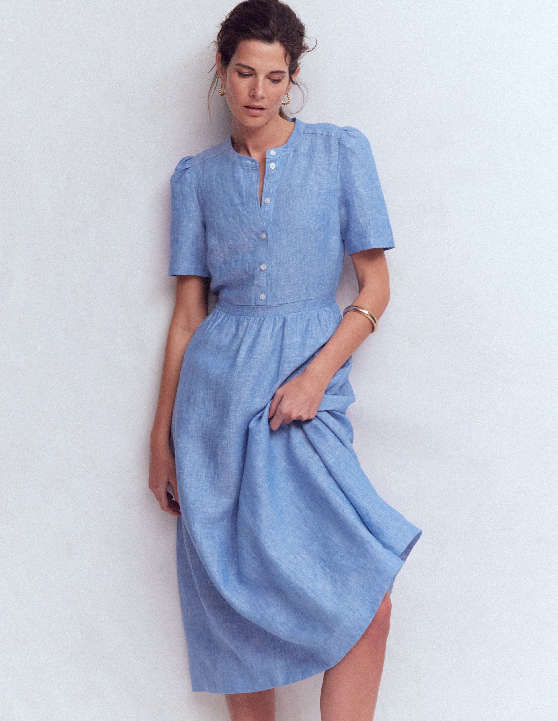 Ivy Linen Midi Dress-Summer Blue Chambray-4