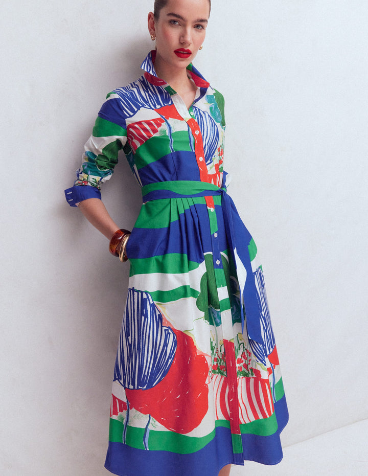 Alexa Long Sleeve Midi Dress-Multi Abstract Valley