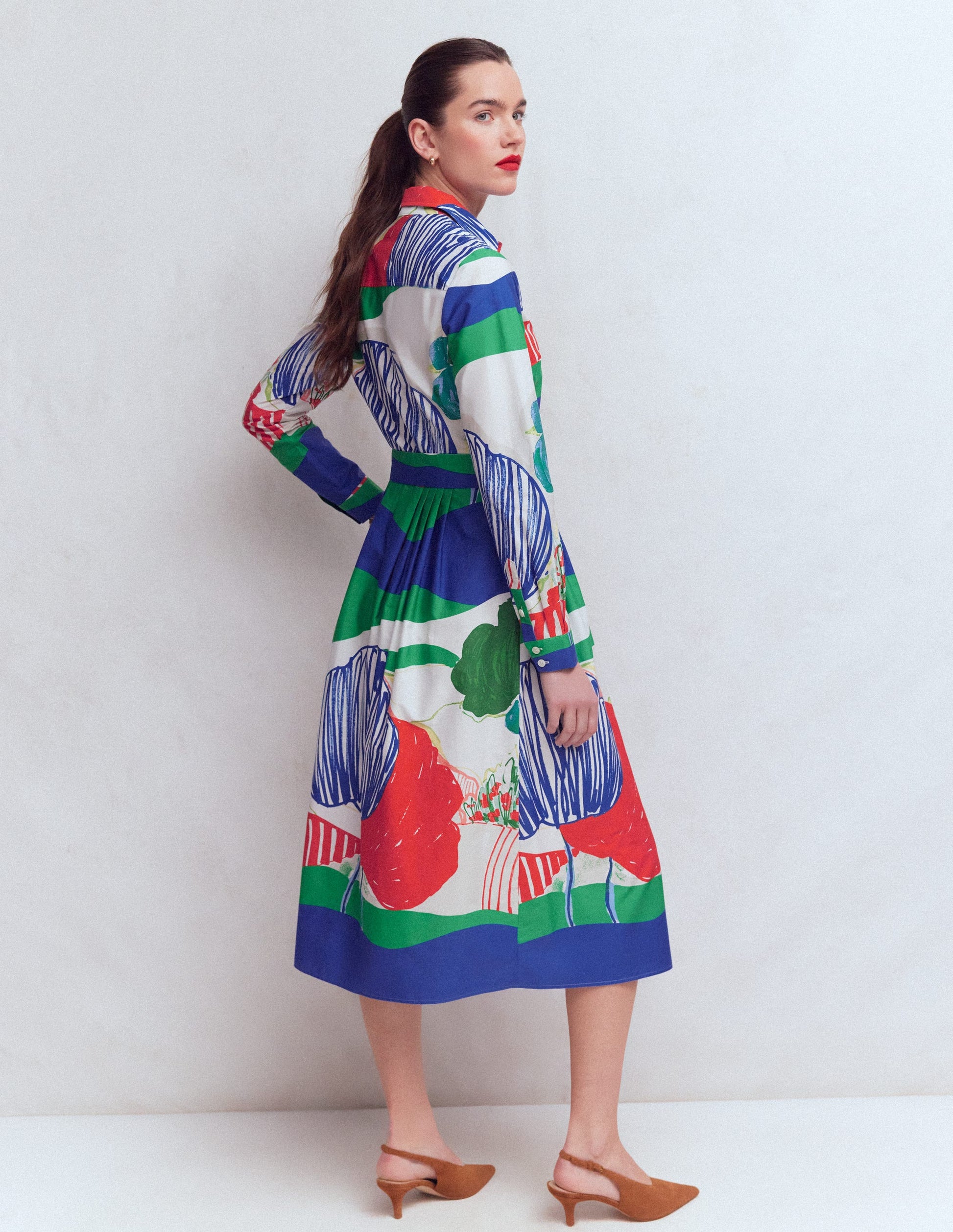 Alexa Long Sleeve Midi Dress-Multi Abstract Valley-3