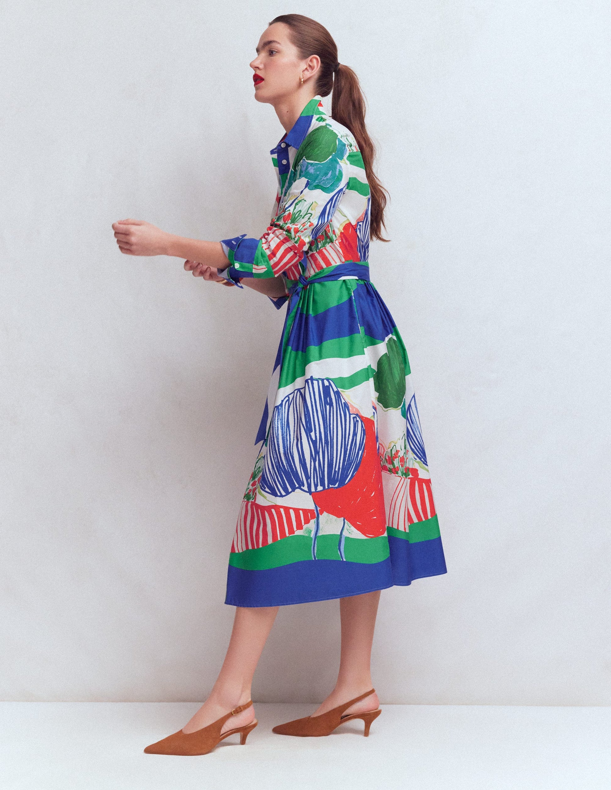 Alexa Long Sleeve Midi Dress-Multi Abstract Valley-6