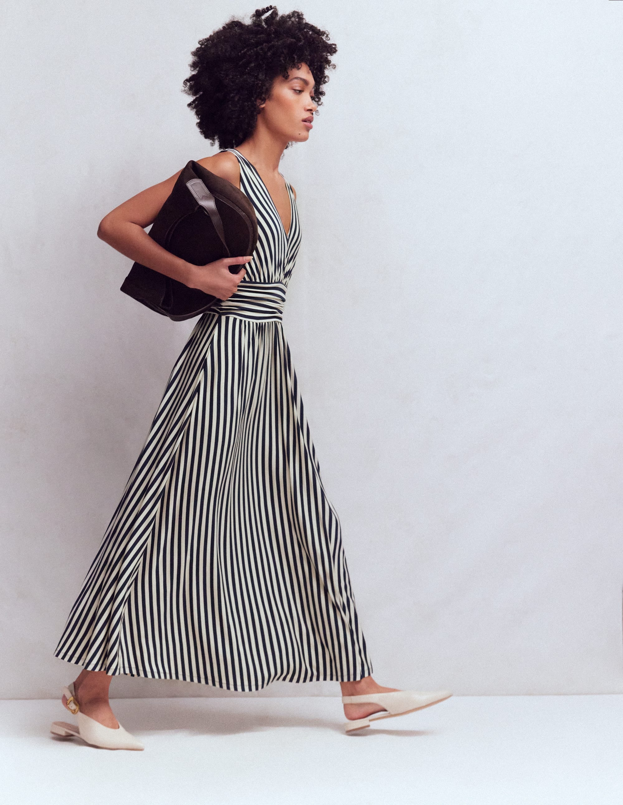Elodie Jersey Maxi Dress-Navy and Ivory Stripe - Image 4