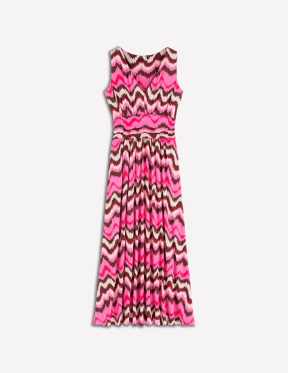 Elodie Jersey Maxi Dress-Pink Punch, Zig Zag Wave-7