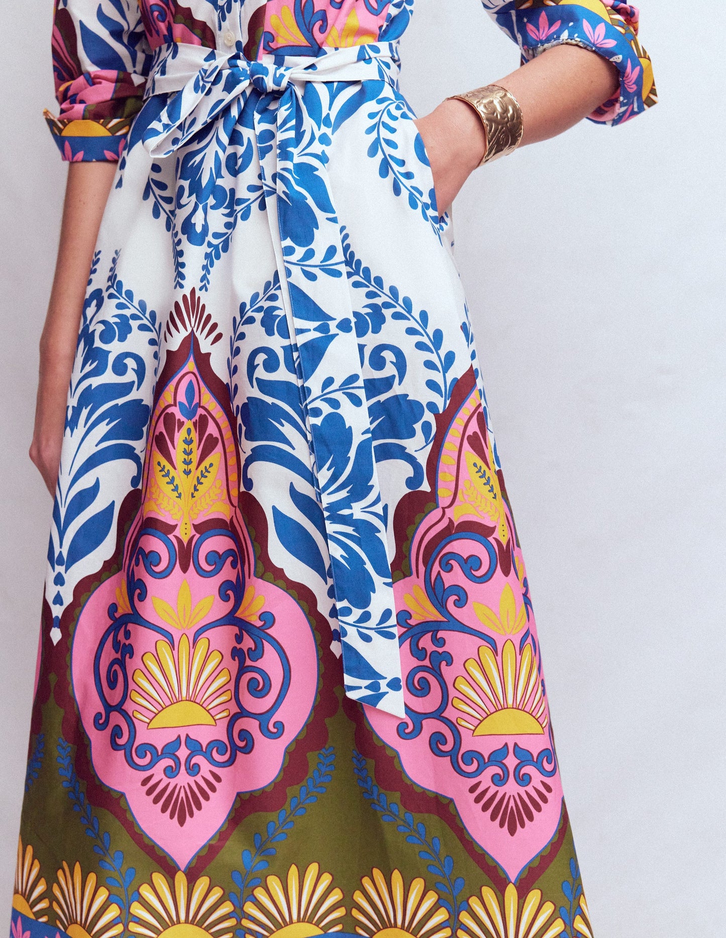Ava Cotton Midi Dress-Multi, Ornamental Garden