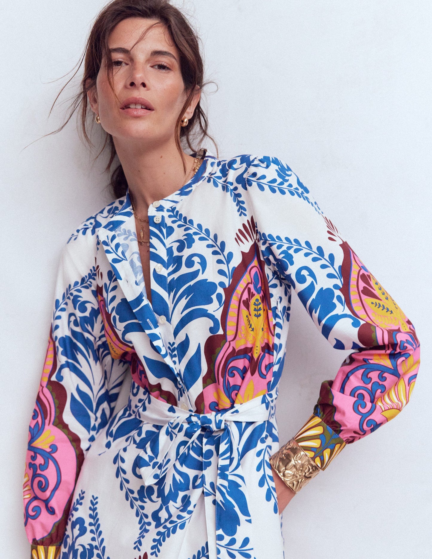 Ava Cotton Midi Dress-Multi, Ornamental Garden