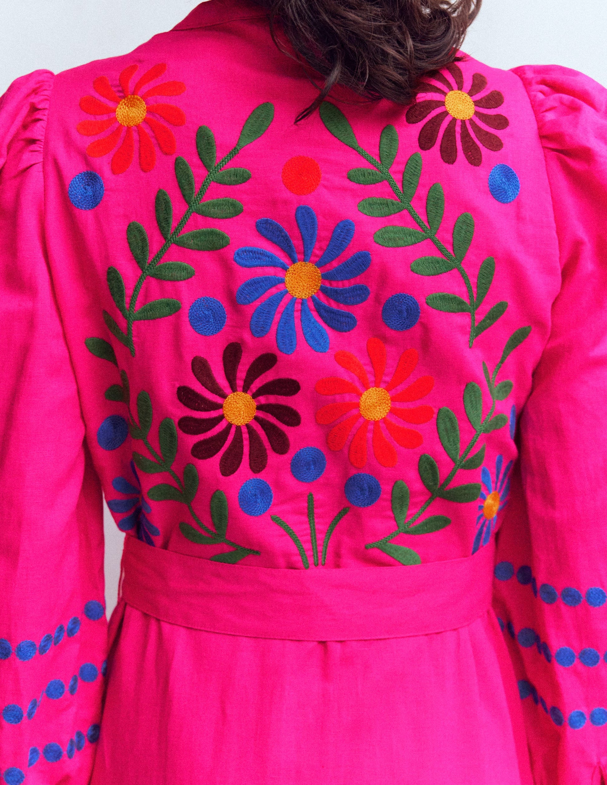 Ava Linen Blend Midi Dress-Multi Embroidery-3