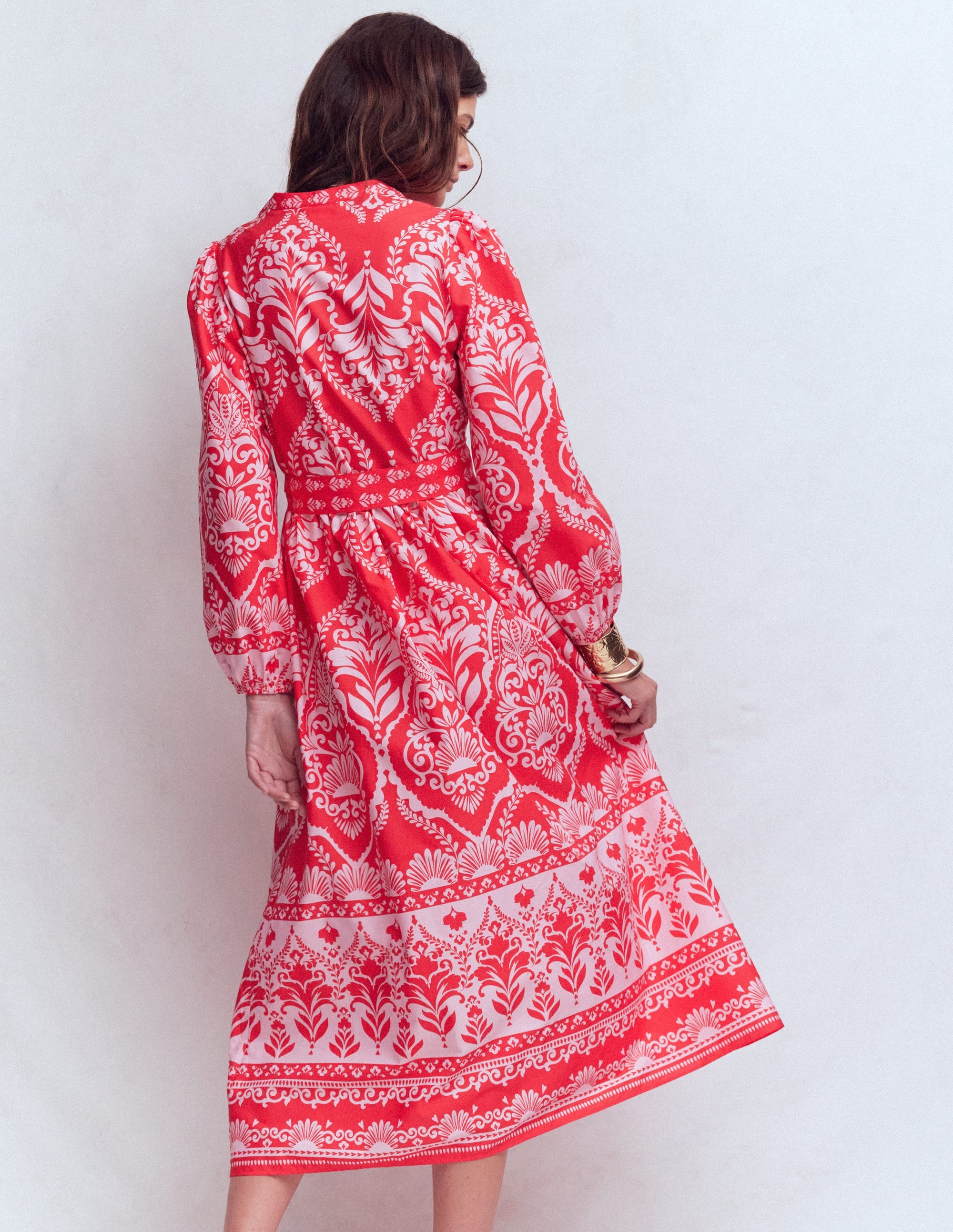 Cary Cotton Midi Dress-Red Ornamental Garden Mono - Image 3