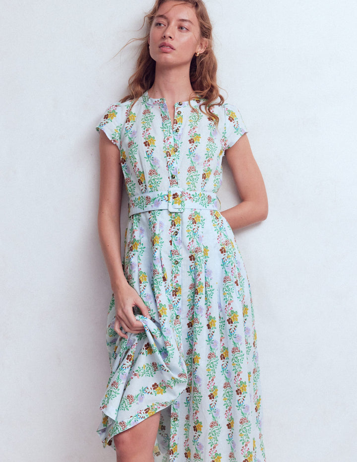 Arabella Linen Blend Dress-Heather, Blossom Trail