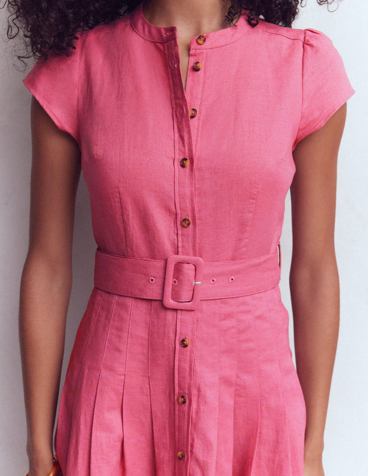 Arabella Linen Blend Dress-Pink Heather