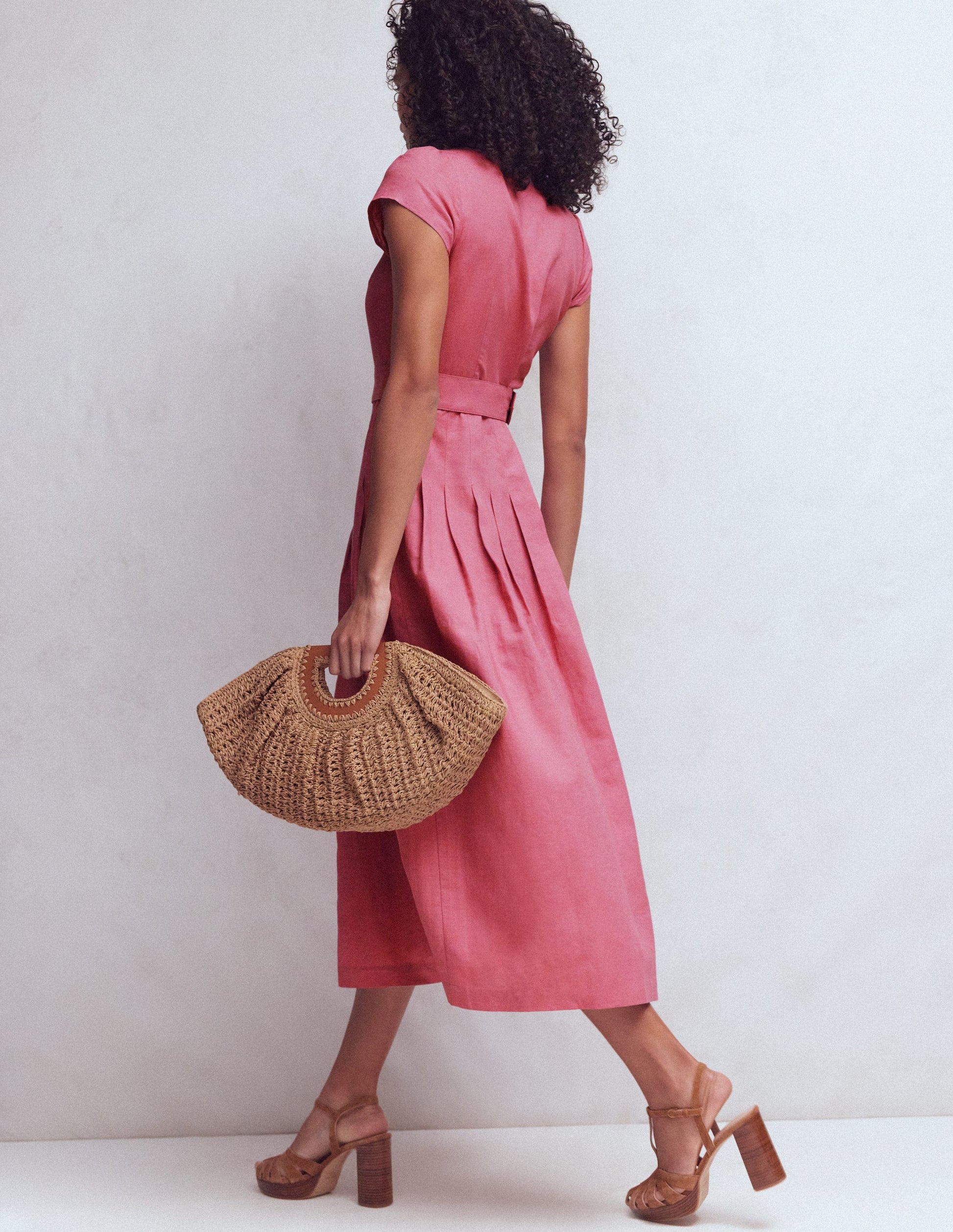 Arabella Linen Blend Dress-Pink Heather | Boden UK Arabella Linen Blend Dress-Pink Heather | Boden UK