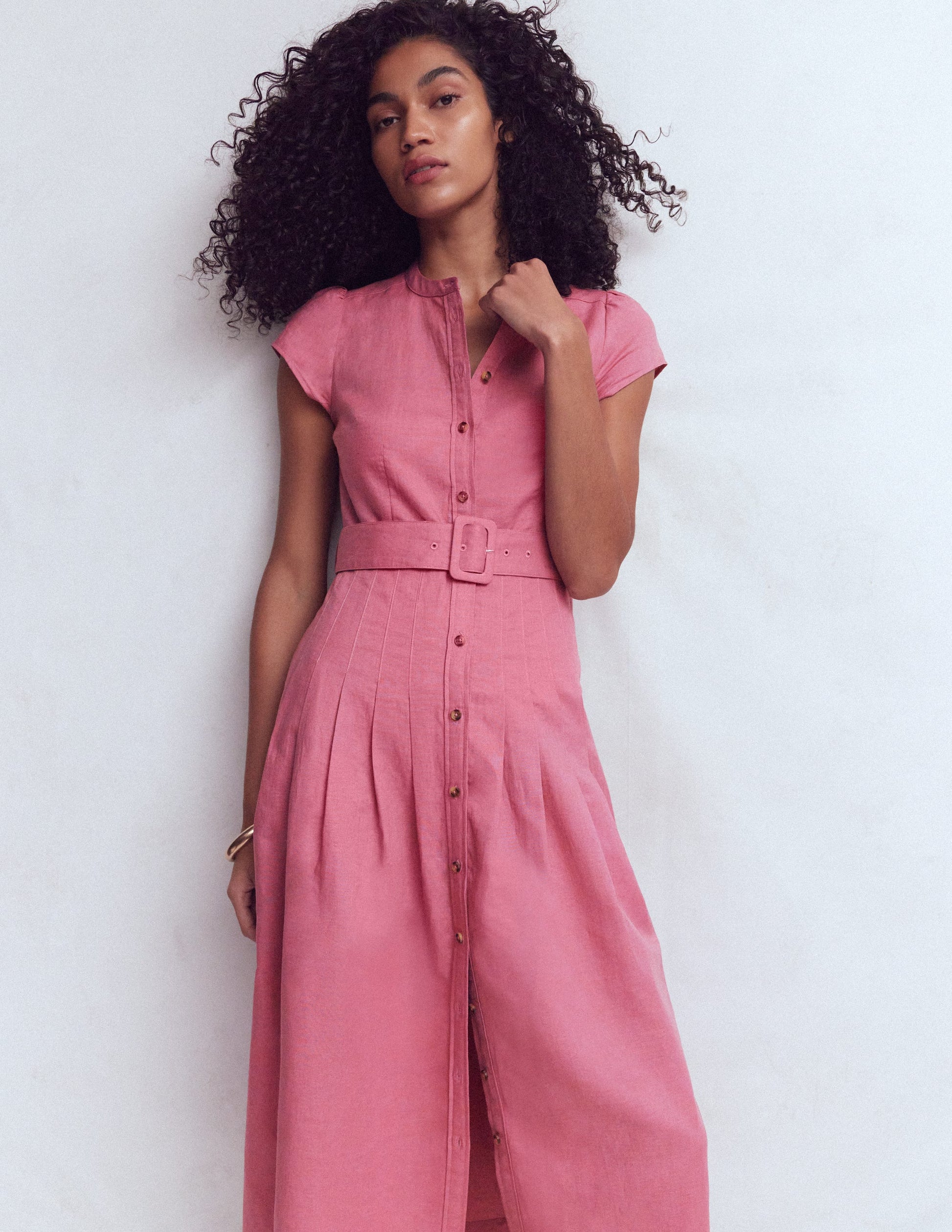 Arabella Linen Blend Dress-Pink Heather-5