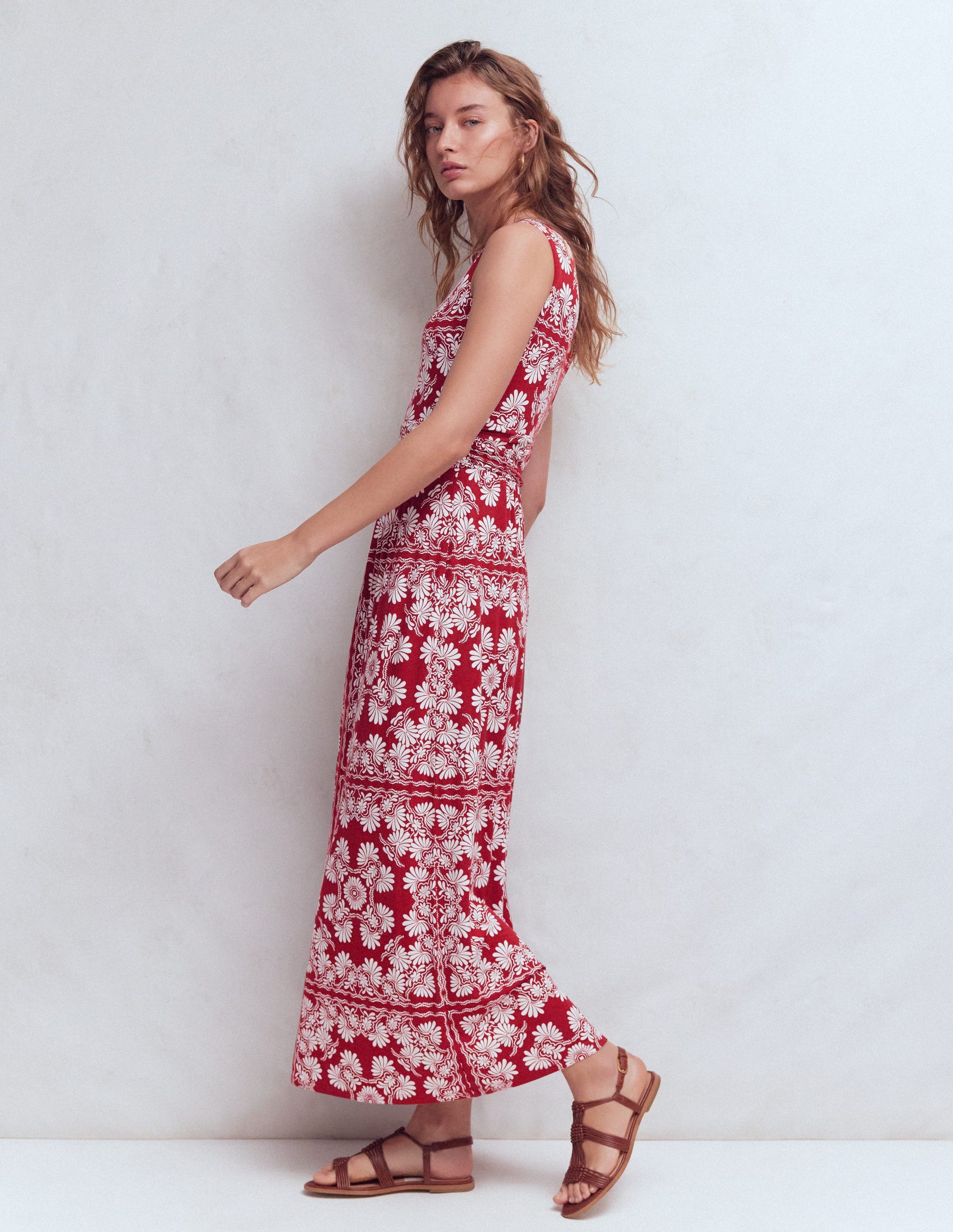 Antonia Jersey Maxi Dress-Rich Chestnut, Botanical Charm-2
