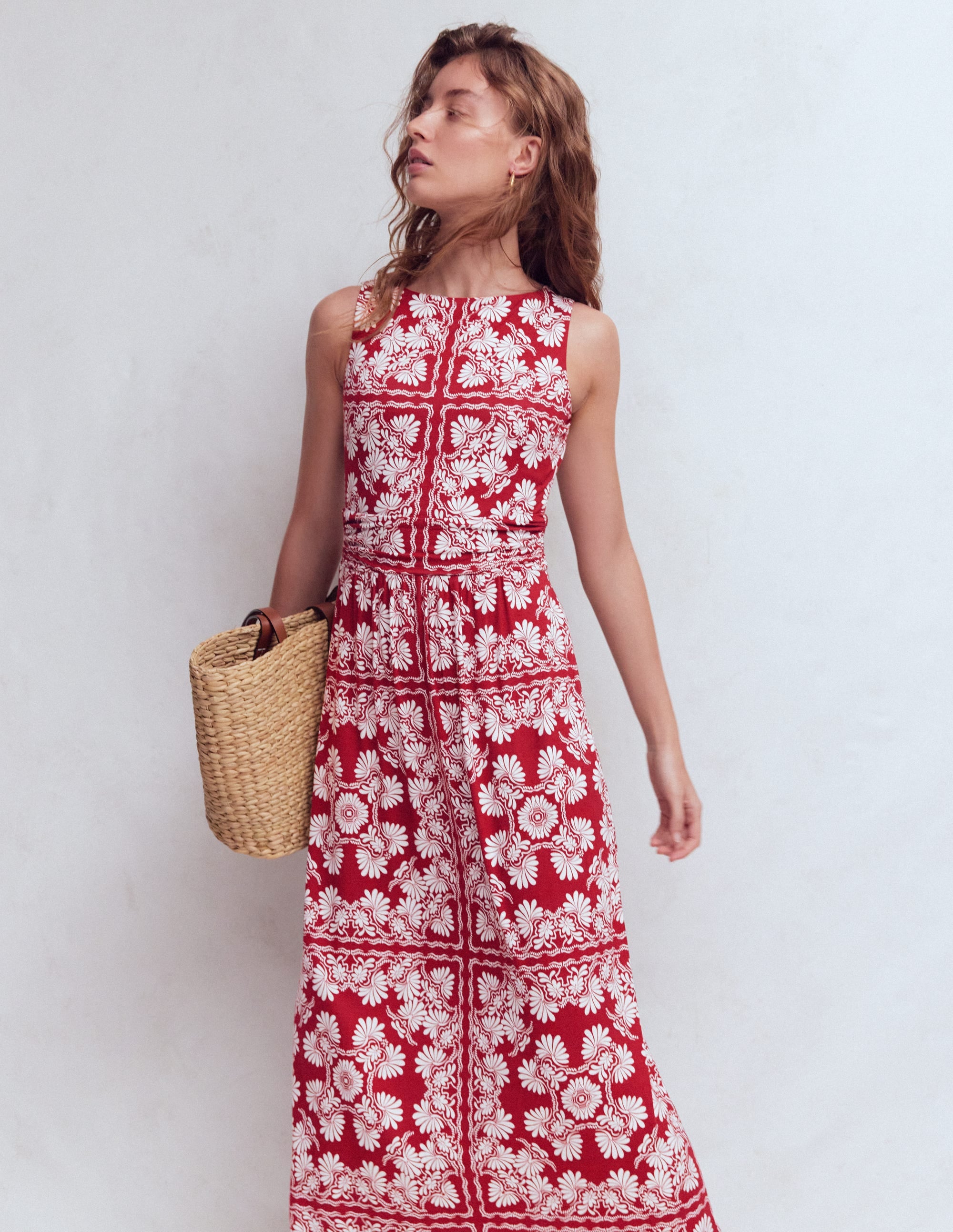 Antonia Jersey Maxi Dress-Rich Chestnut, Botanical Charm - Image 1