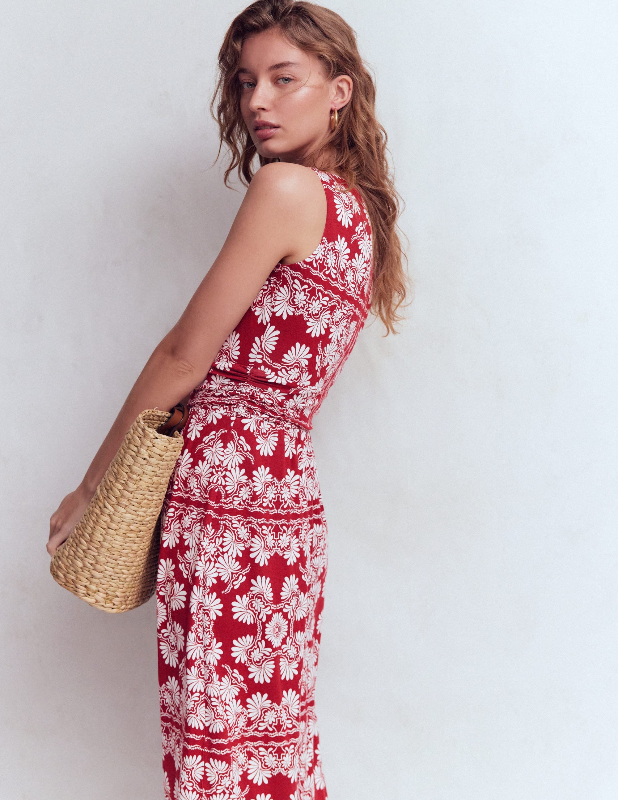 Antonia Jersey Maxi Dress-Rich Chestnut, Botanical Charm - Image 5