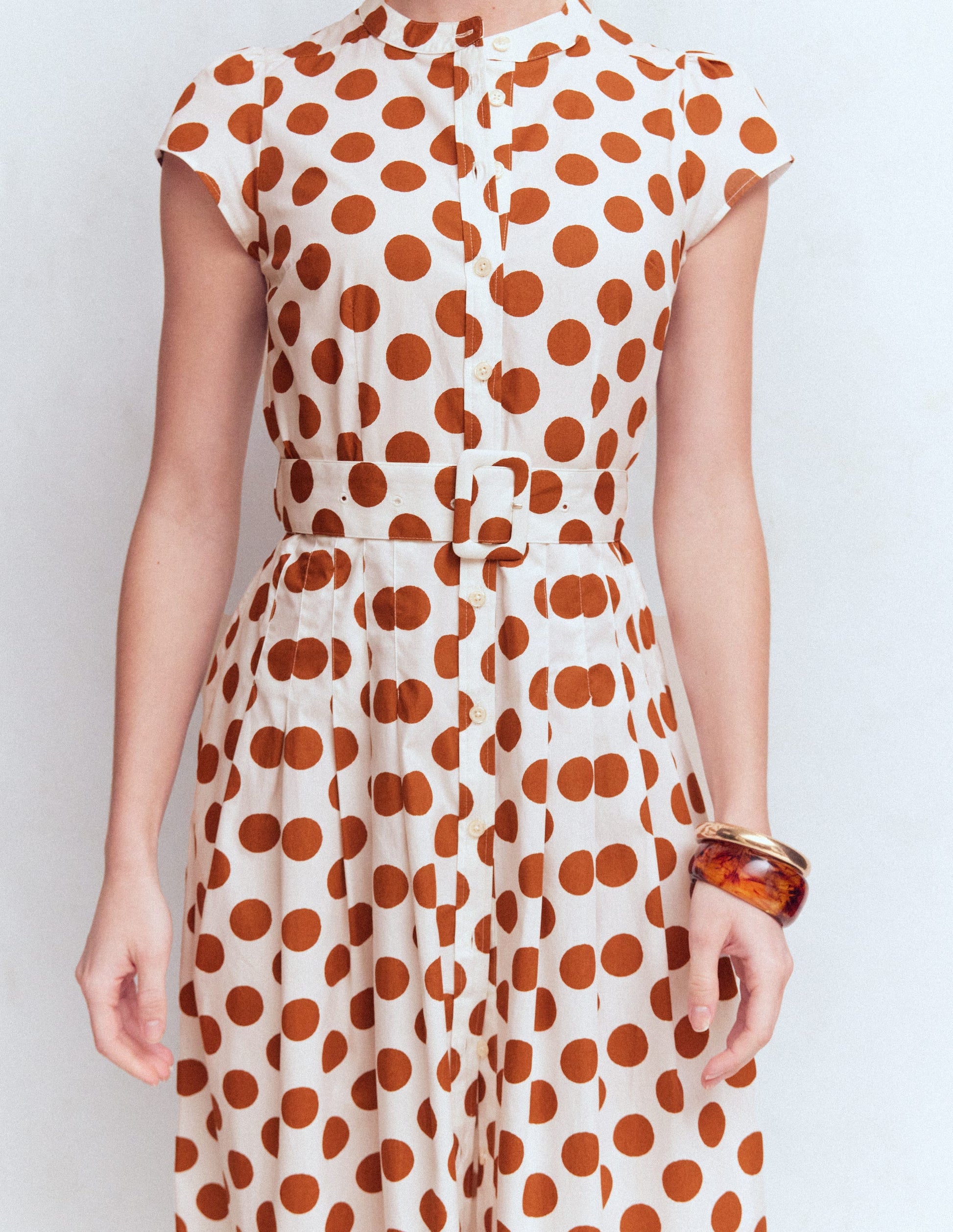 Arabella Cotton Maxi Dress-Argan Oil, Painted Dot-6