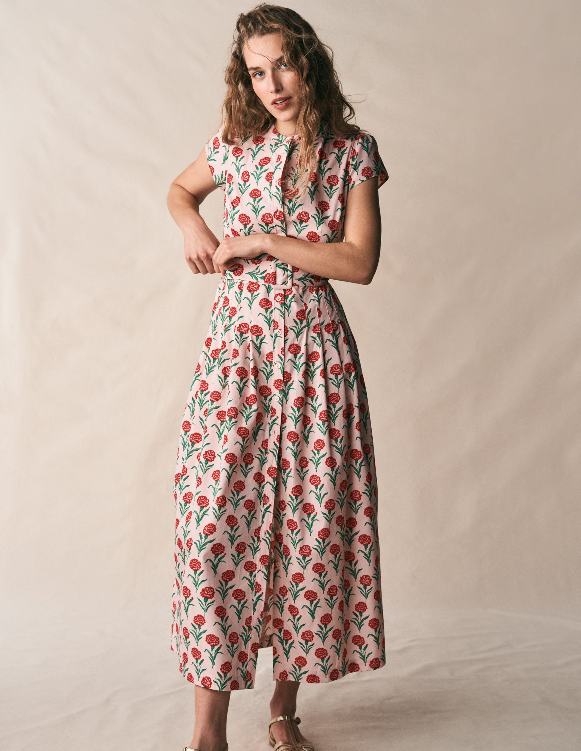 Arabella Cotton Maxi Dress-Pink Carnation Stem-1