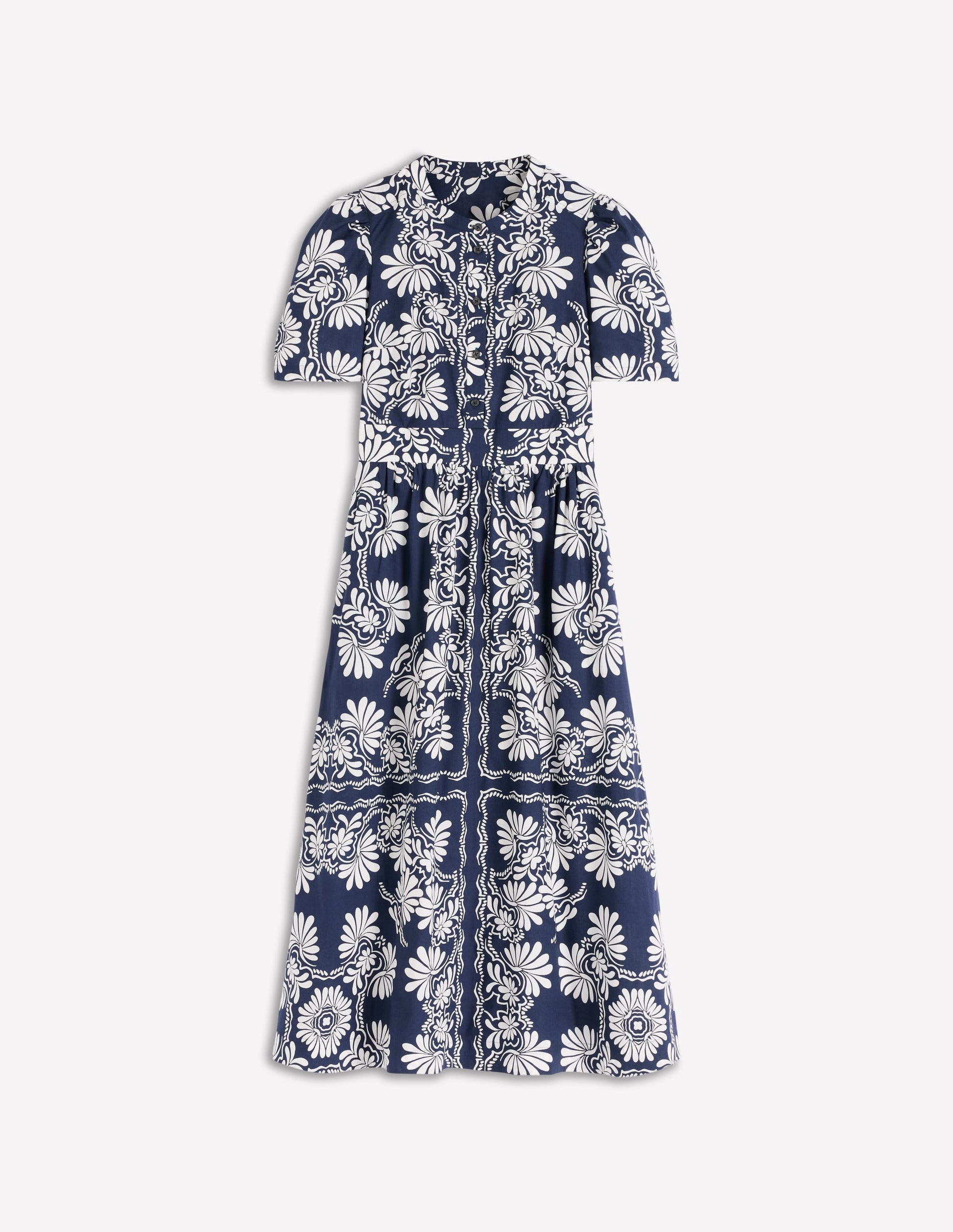 Ivy Cotton Midi Dress-French Navy Botanical Charm-6