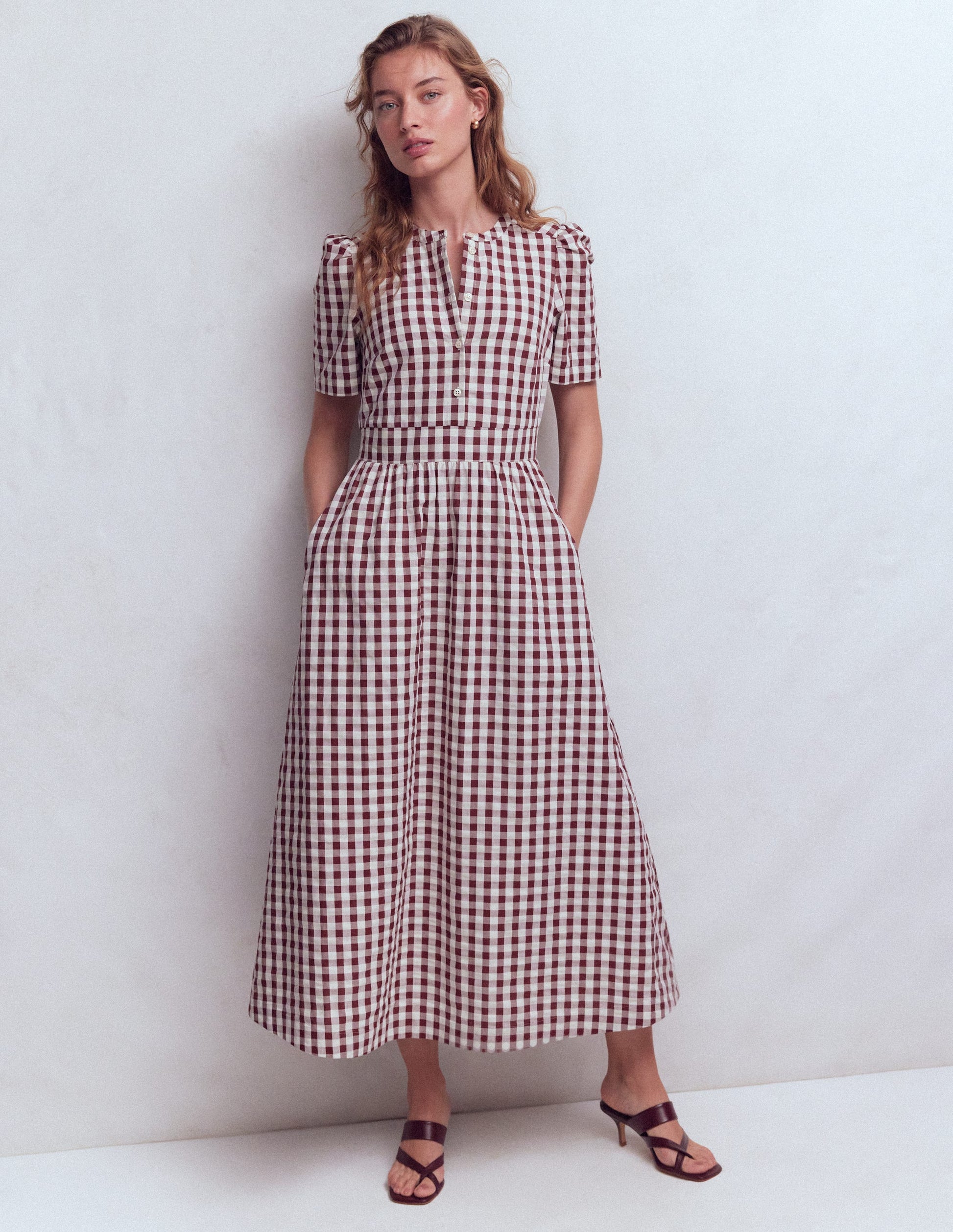 Ivy Cotton Midi Dress-Gingham-4