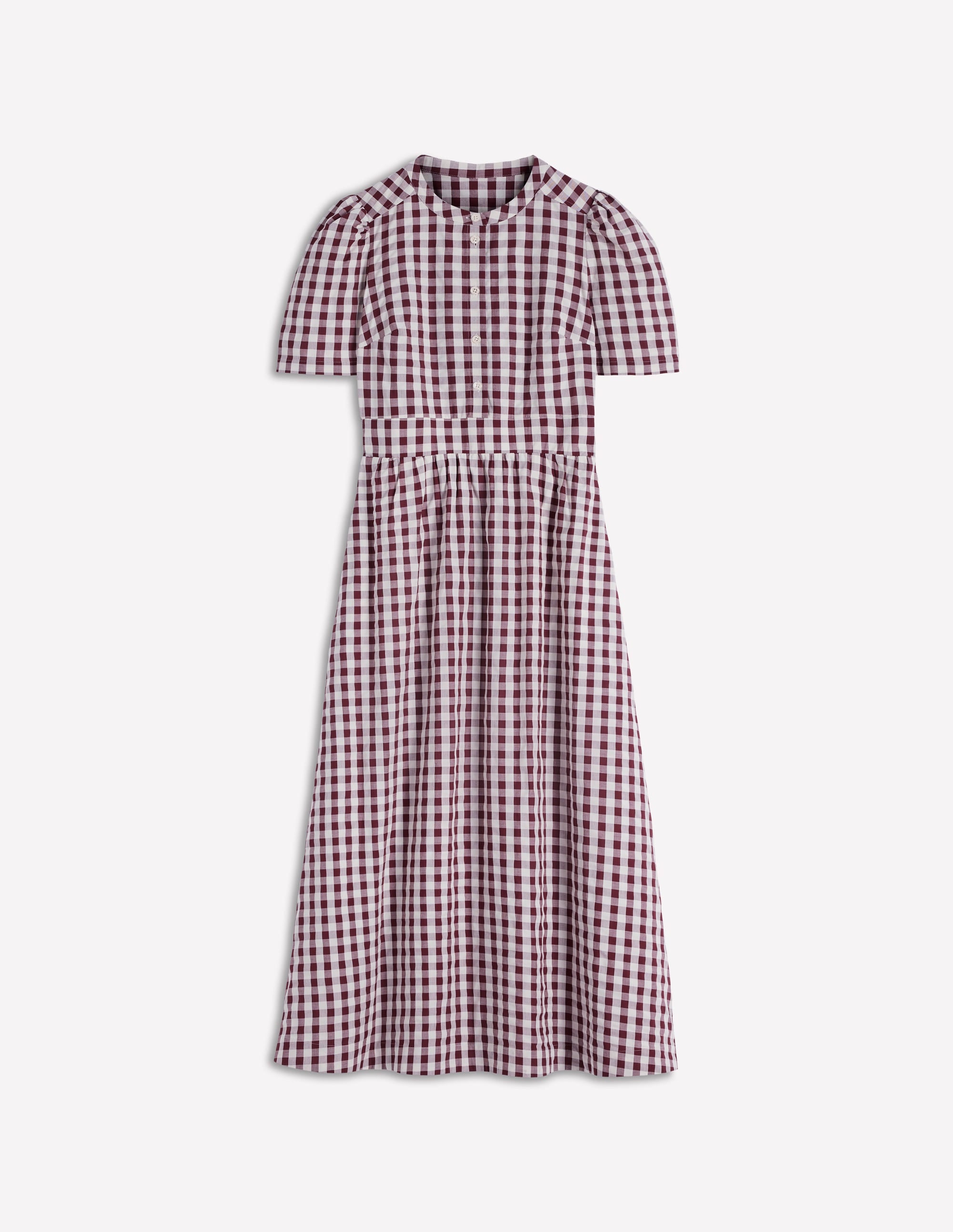 Ivy Button Cotton Midi Dress-Gingham - Image 7