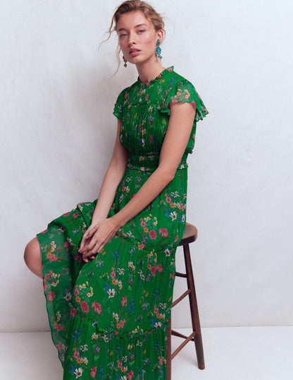 Sleeveless Ruffle Dress-Bear Grass, Delicate Blossom-5