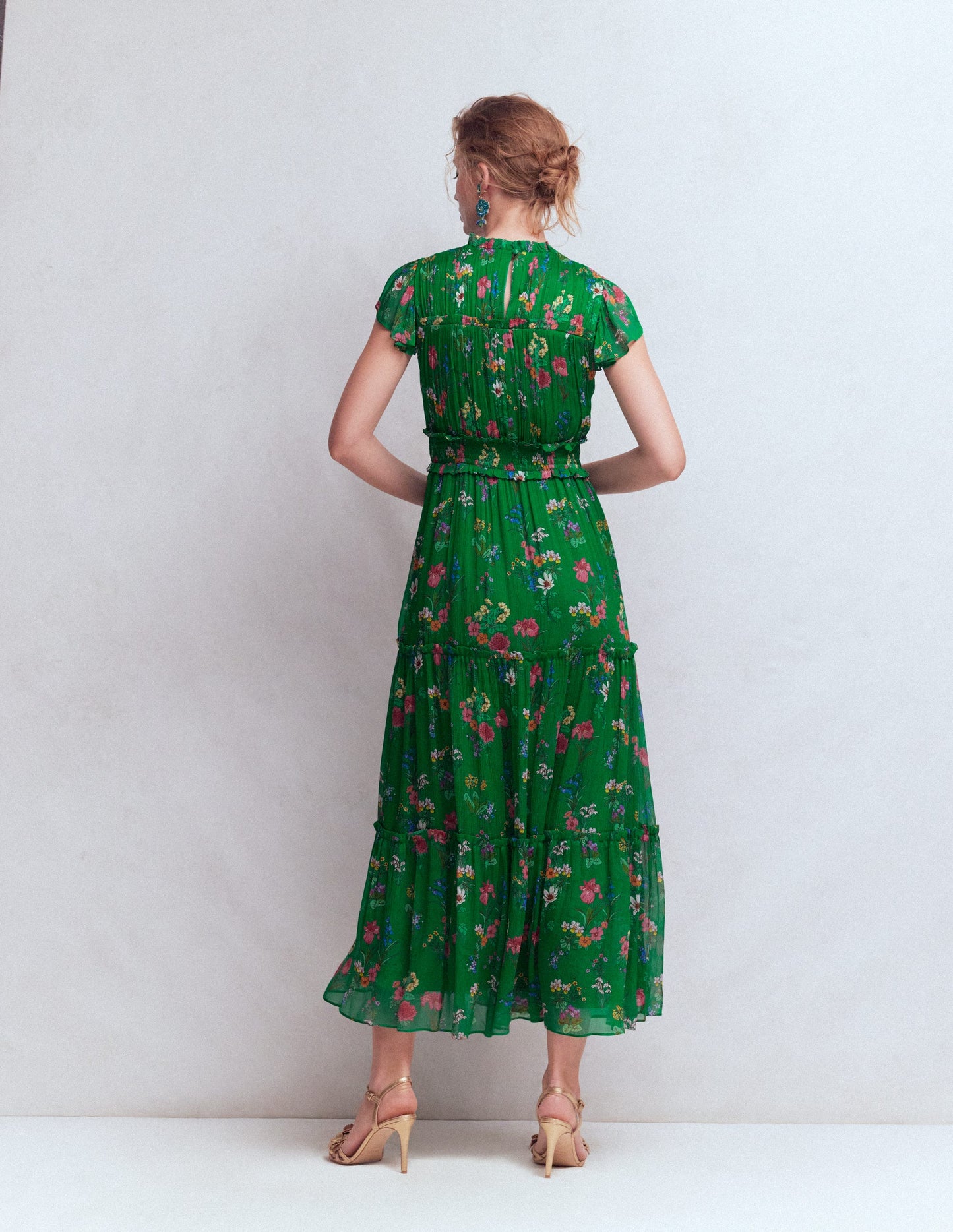 Sleeveless Ruffle Dress-Bear Grass, Delicate Blossom