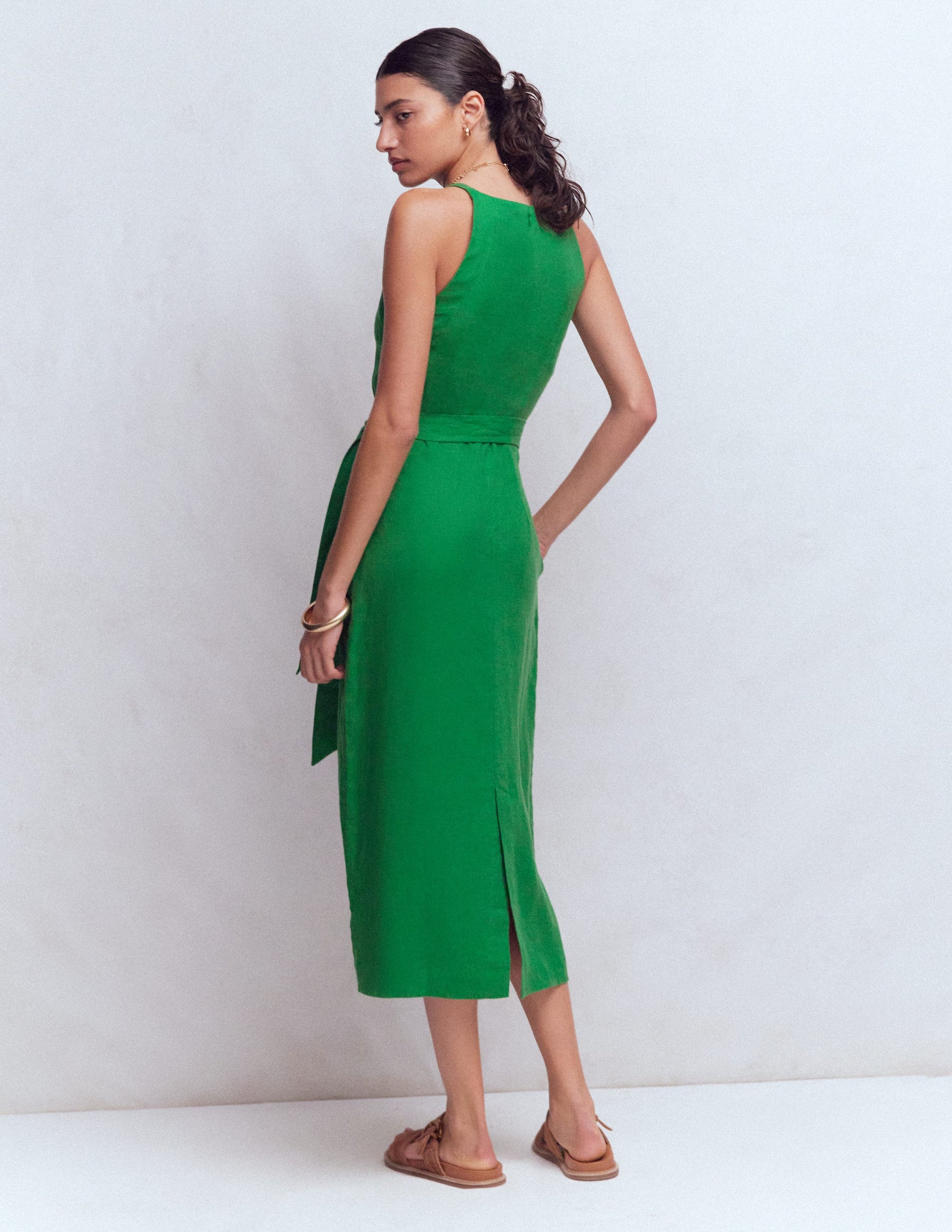 Rosa Halter Linen Midi Dress-Amazon Green | Boden UK Rosa Halter Linen Midi Dress-Amazon Green | Boden UK