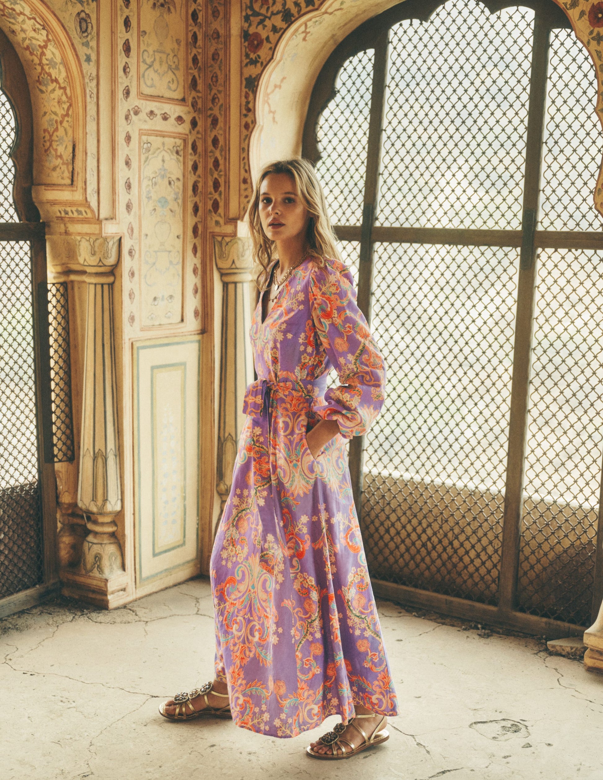 Florence Linen Blend Dress-Multi Enchanting Bouquet-1