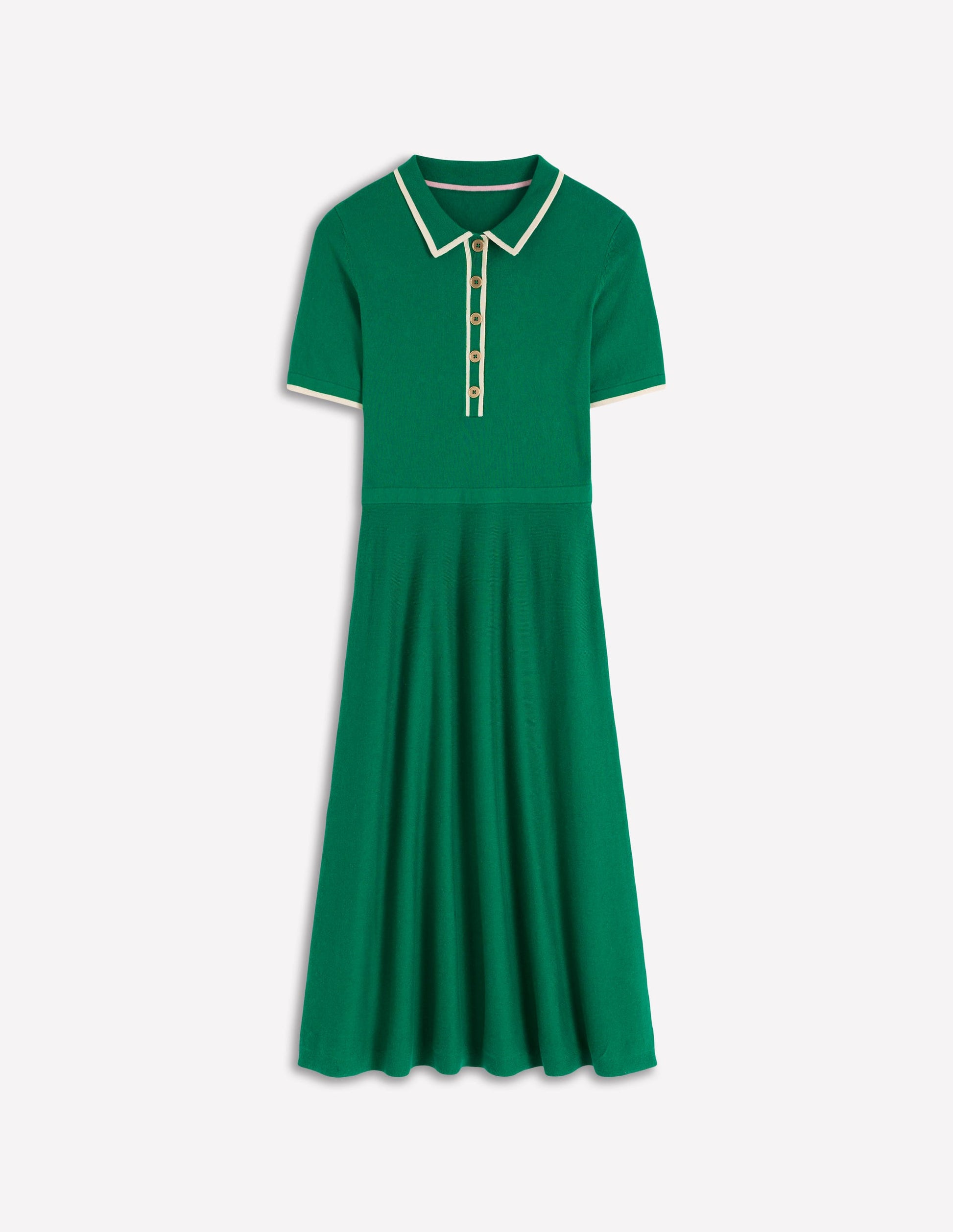 Collared Knitted Midi Dress-Fresh Green-5
